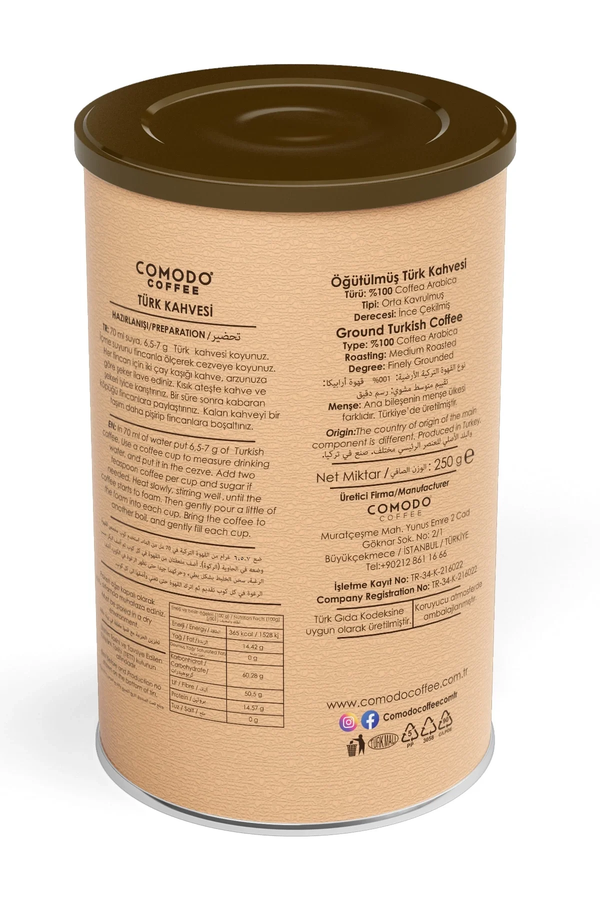 Comodo Coffee Orta Kavrum Türk Kahvesi 250g X 2 Adet