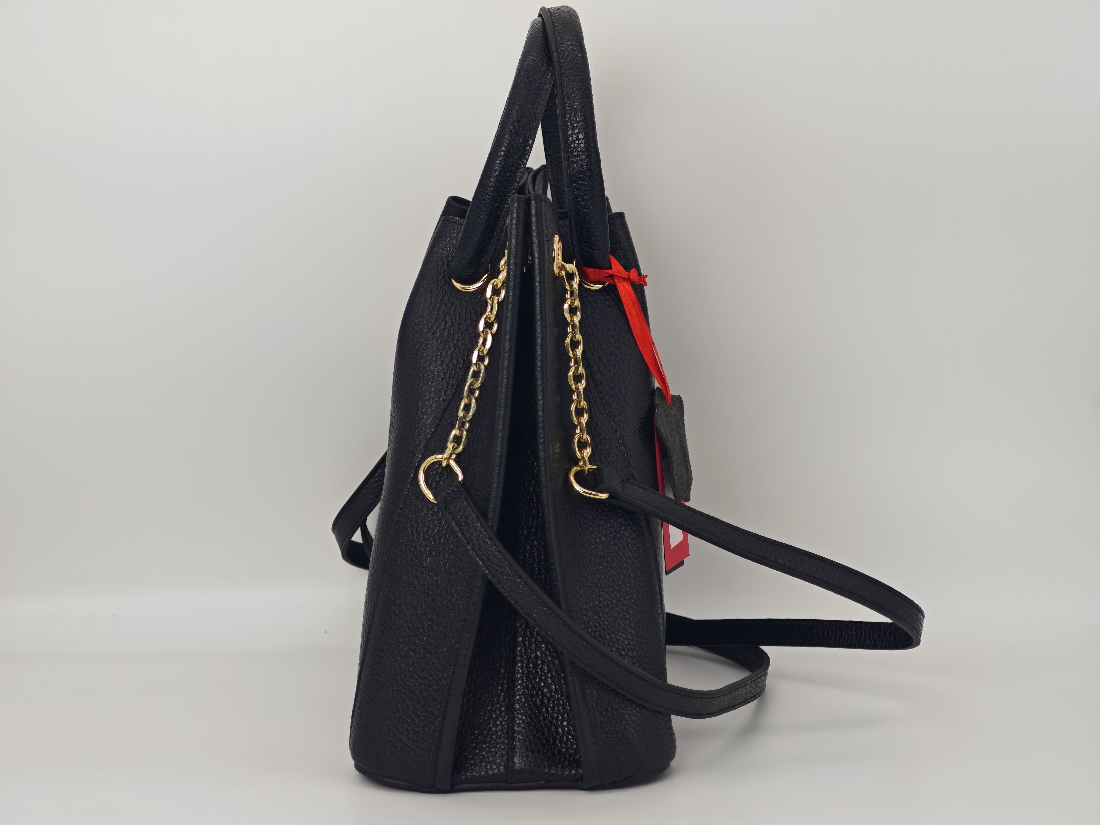 Bolso de Mujer de Cuero Auténtico en Color Negro - 40248, Estilo Deportivo y Moderno con Correa para el Hombro