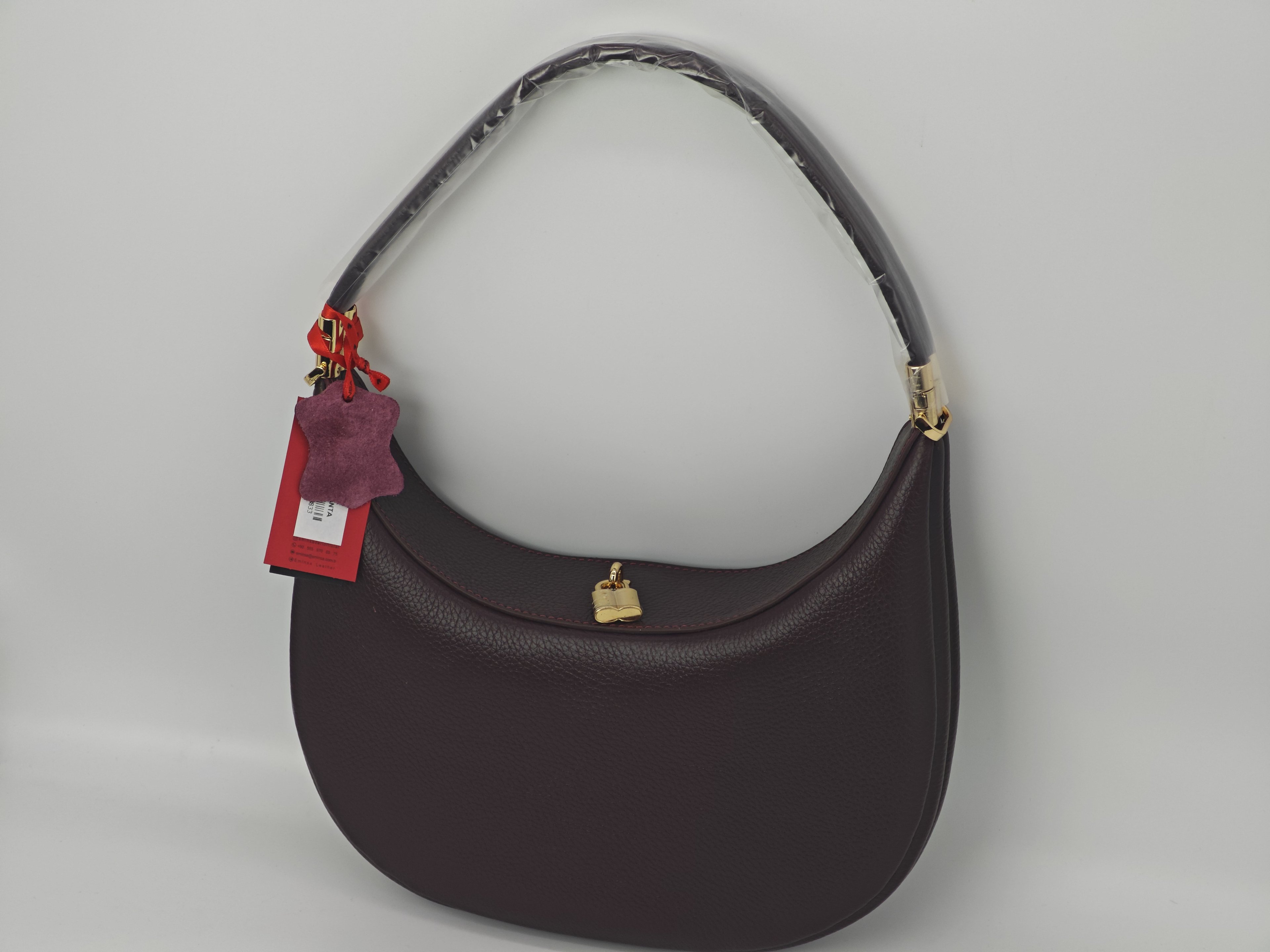 Bordo Color Bolso de Cuero - Cuero Genuino, con Cierre Magnético 40422
