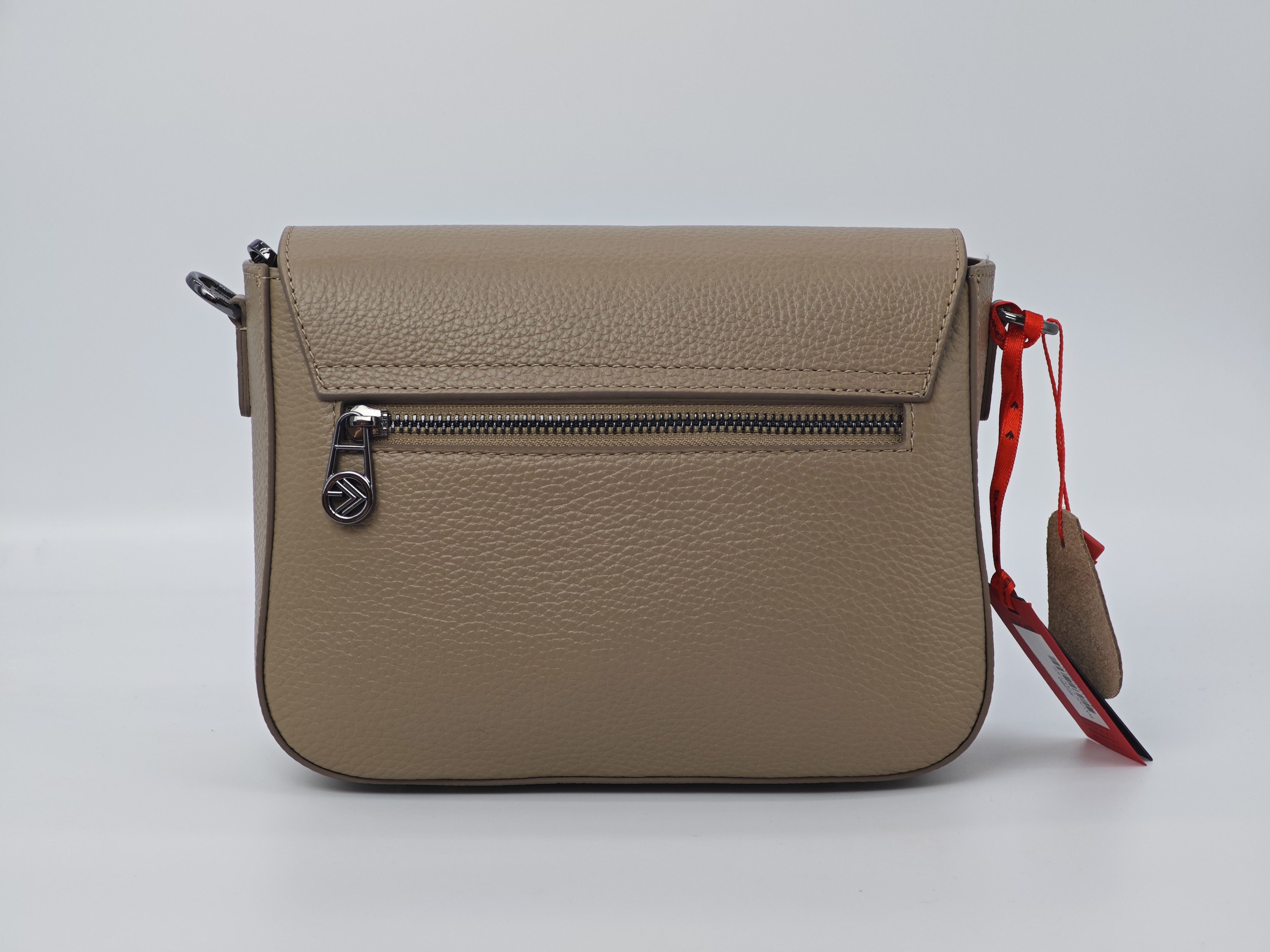 Beige Color Sporty Leather Bag – Genuine Leather, Shoulder Strap – 40260