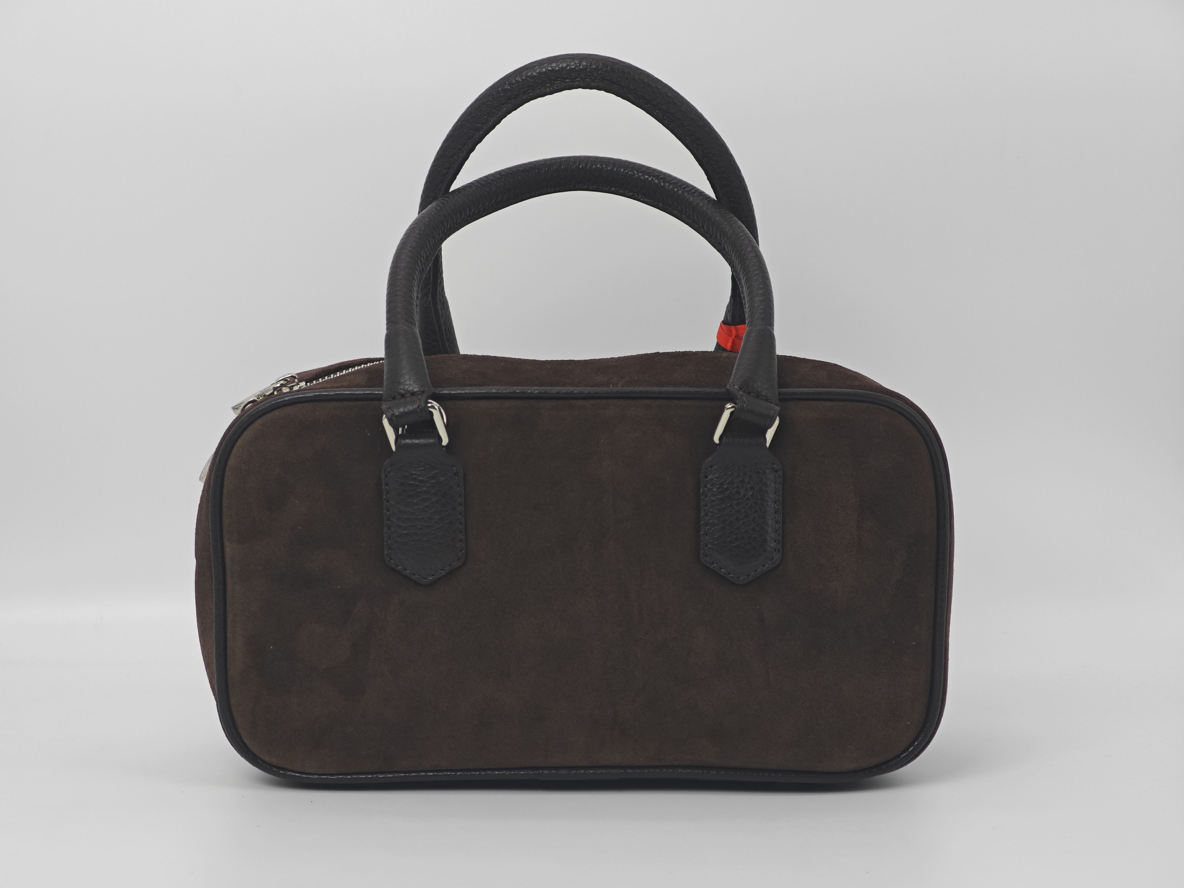 Brown Suede Hand and Shoulder Bag – Genuine Leather, Shoulder Strap, Model 40445
