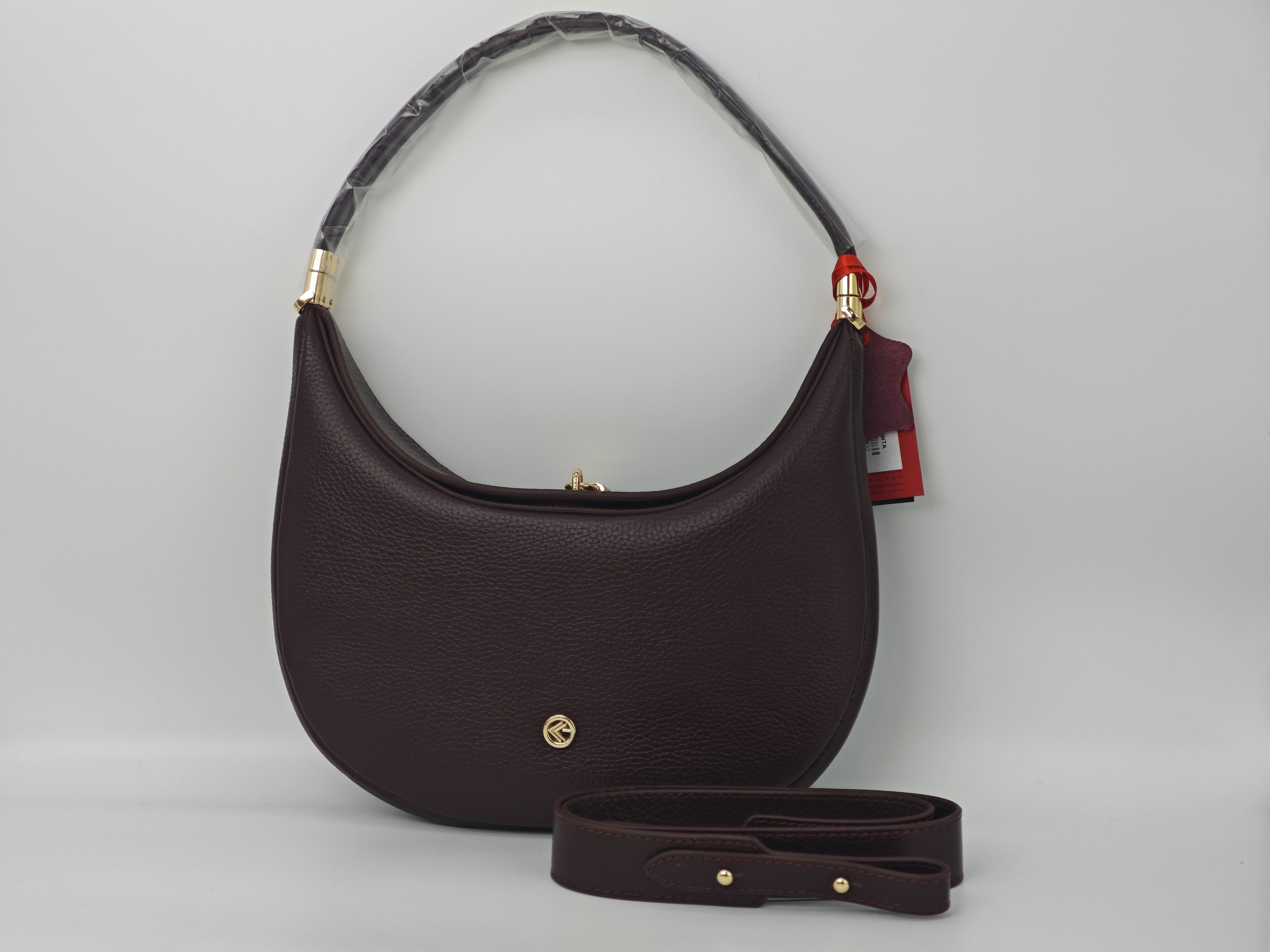 Bordo Color Bolso de Cuero - Cuero Genuino, con Cierre Magnético 40422