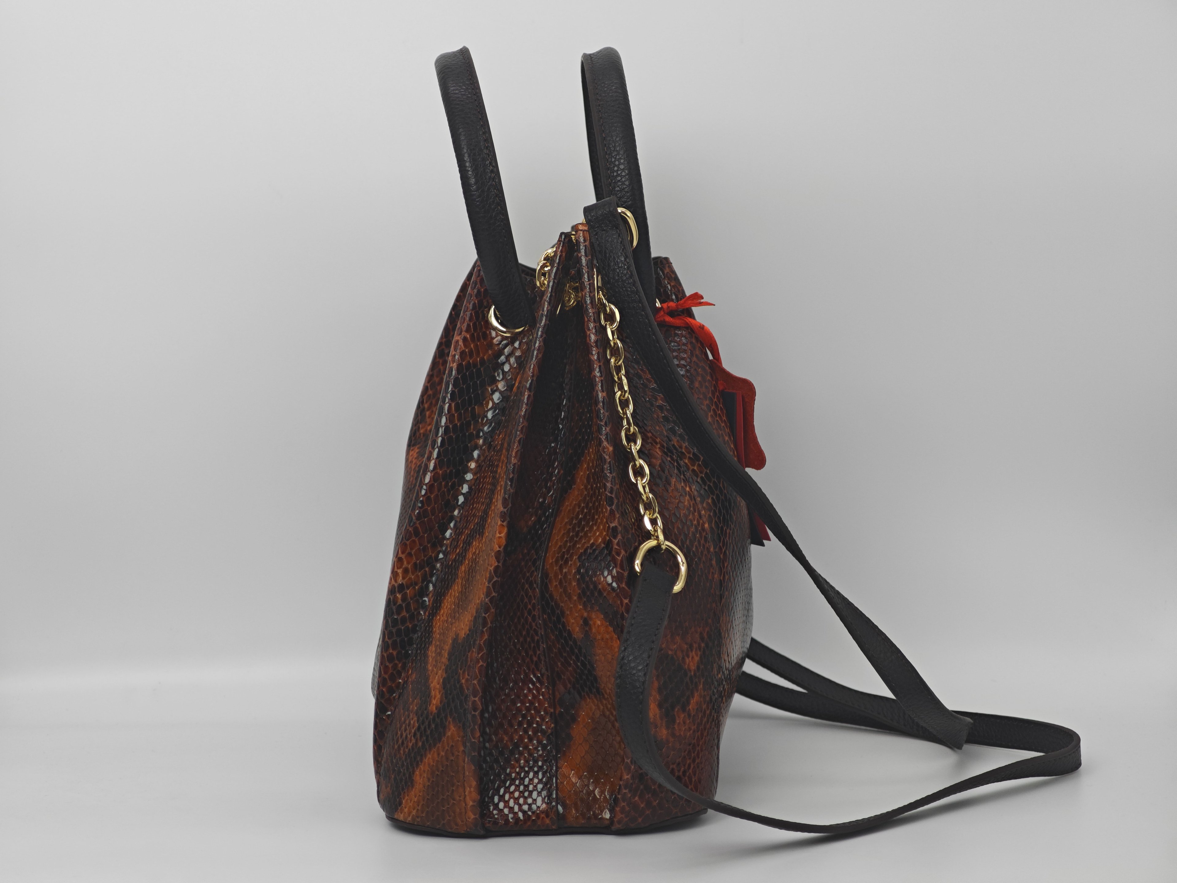Leopard Genuine Leather Women's Bag 40248 – Shoulder Strap, Multi-Compartment