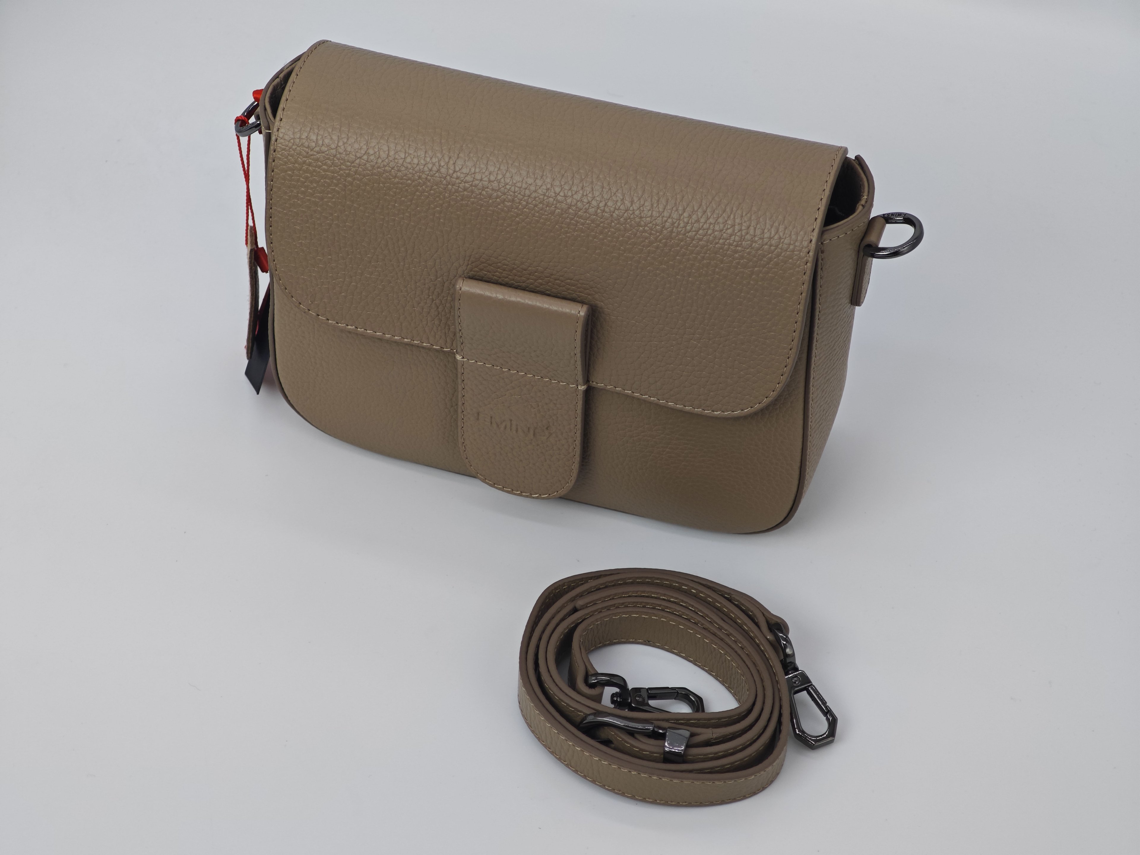 Beige Color Sporty Leather Bag – Genuine Leather, Shoulder Strap – 40260