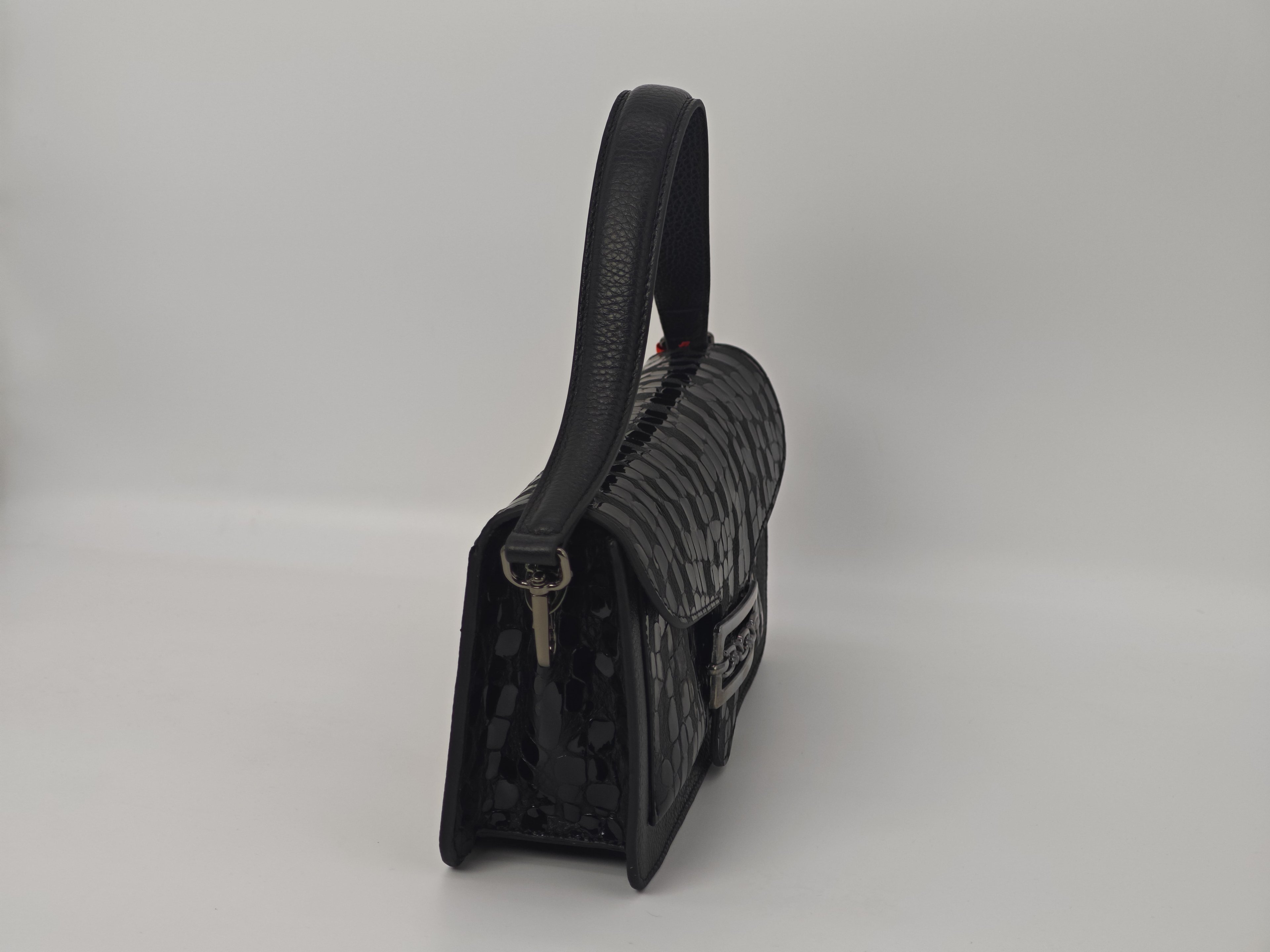 Navy Blue and Leopard Print Leather Bag – Shoulder Strap, Genuine Leather, Sporty Model 40301