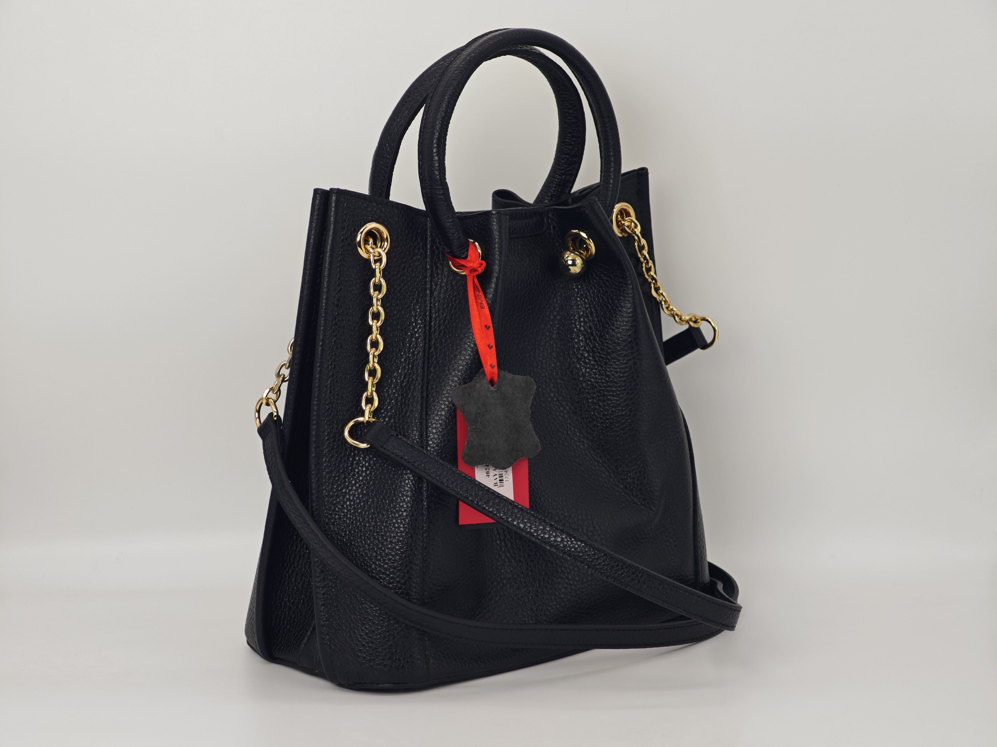Bolso de Mujer de Cuero Auténtico en Color Negro - 40248, Estilo Deportivo y Moderno con Correa para el Hombro