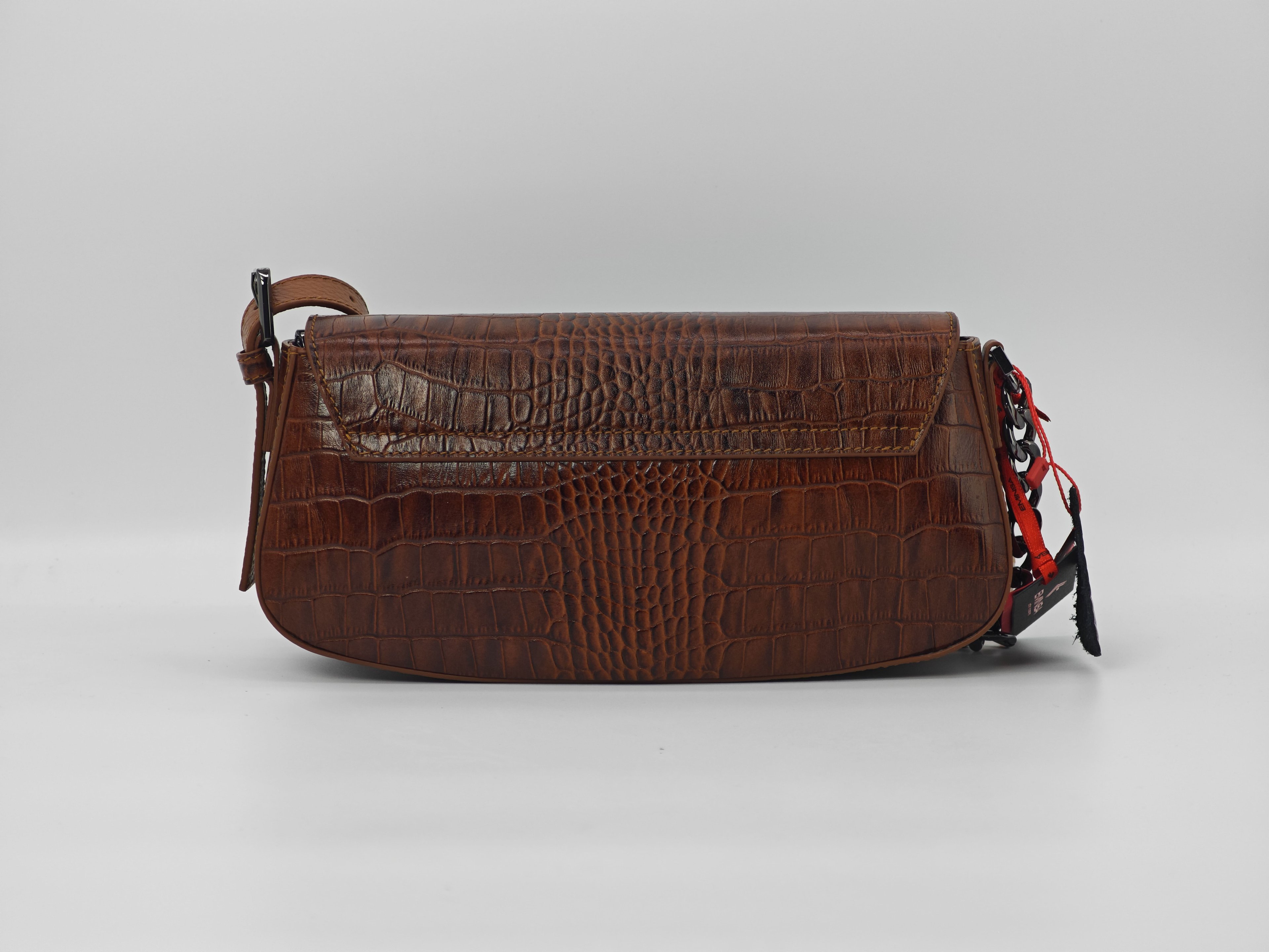 Leopard Print Brown Leather Bag – Genuine Leather with Shoulder Strap 40438
