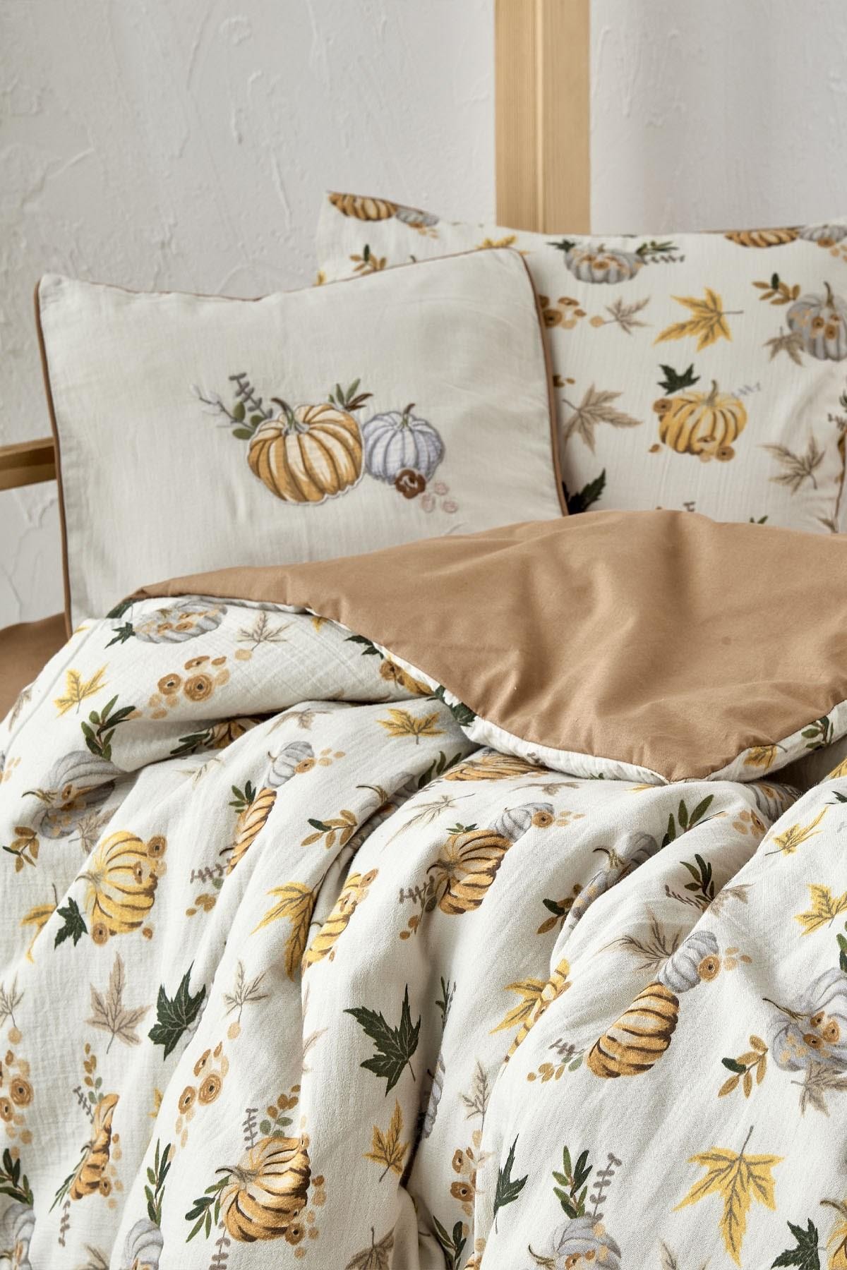 Ecocotton Pumpkin Organik Pamuk Müslin Baskılı Bebek Nevresim Seti