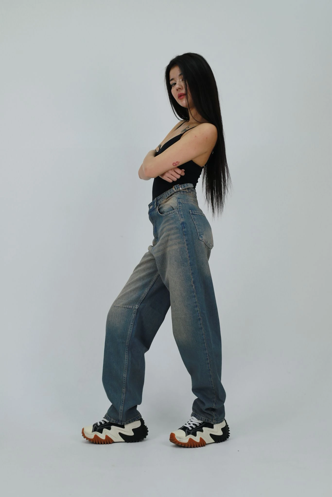 Baggy Yıkamalı Bol Kesim Jean Açık Yeşil Tint