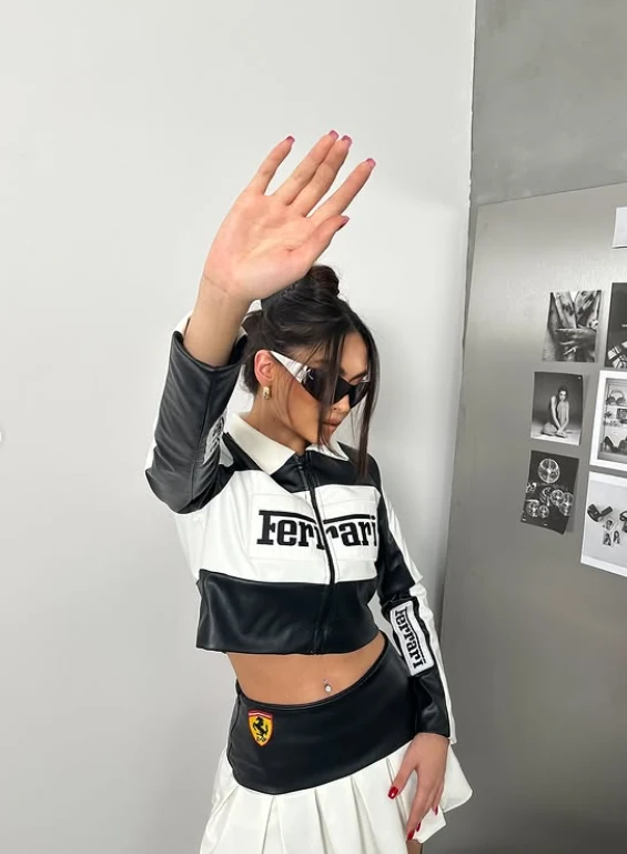 Ferrari Black Deri Etek-Ceket Takım