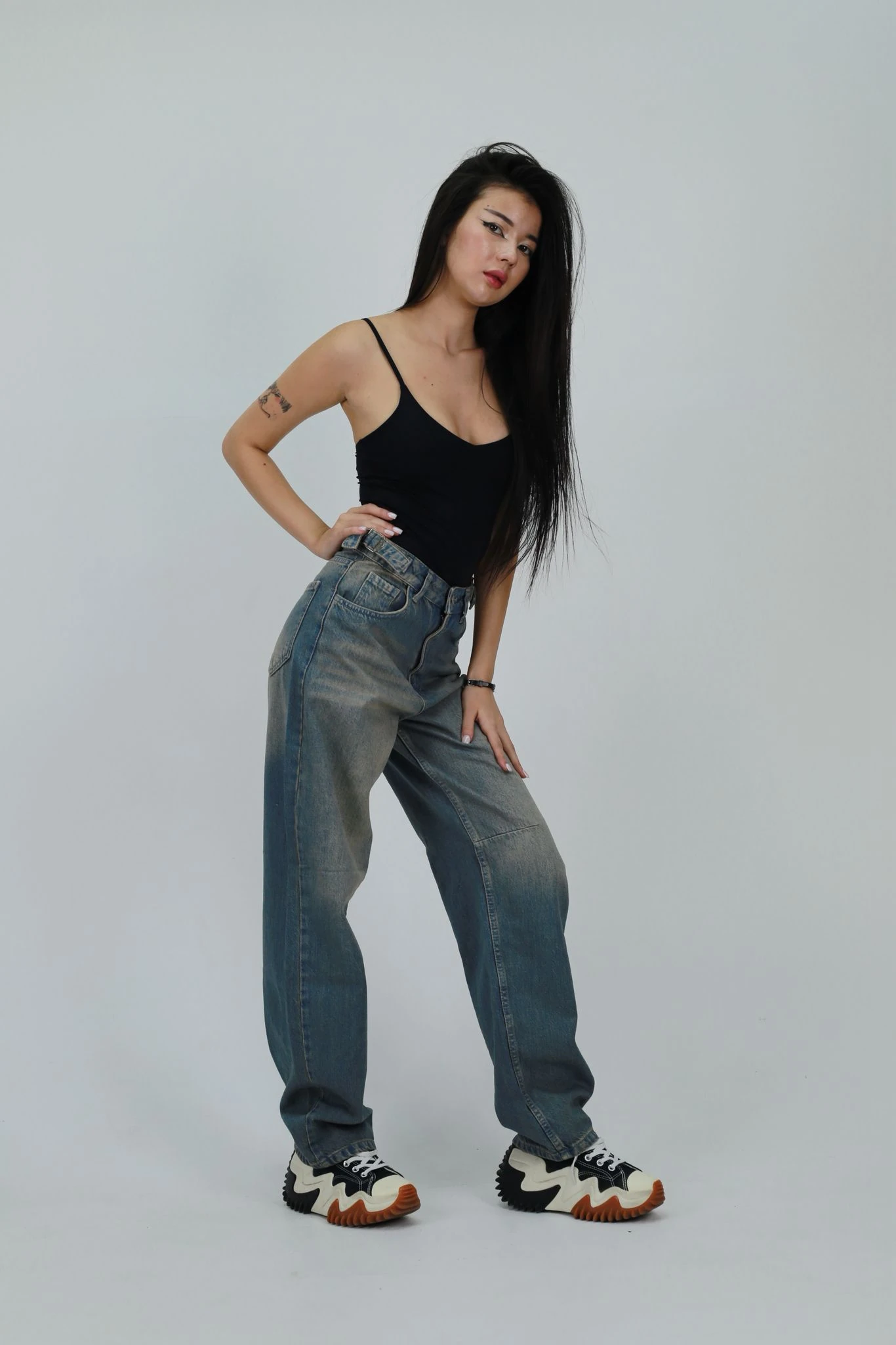 Baggy Yıkamalı Bol Kesim Jean Açık Yeşil Tint