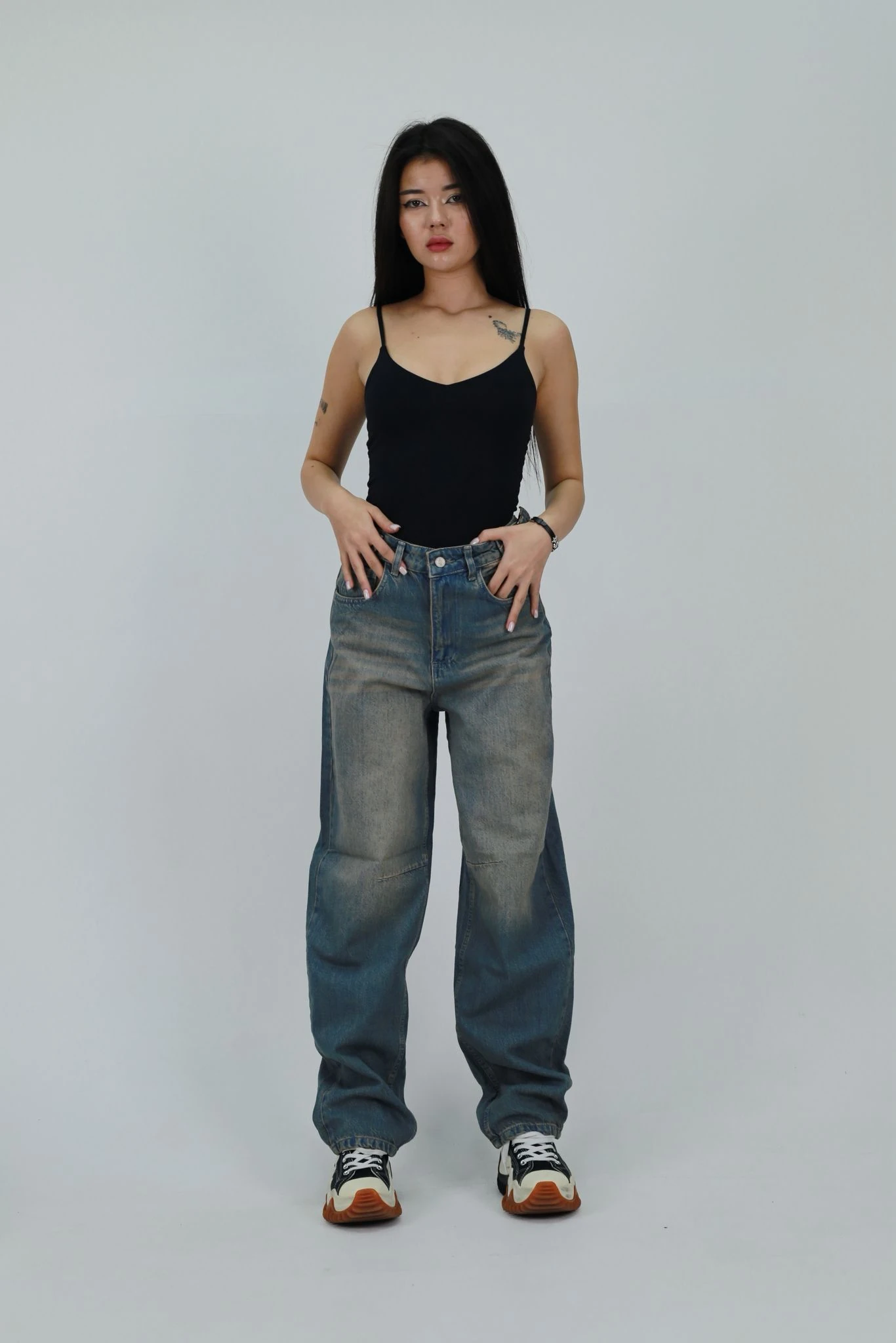 Baggy Yıkamalı Bol Kesim Jean Açık Yeşil Tint