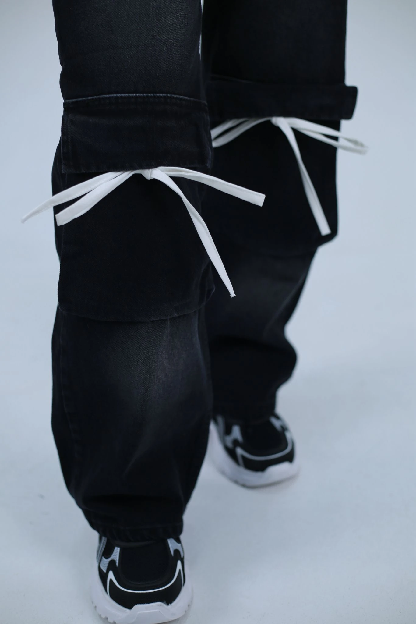 Kurdele Tasarım Black Baggy Unisex Jean