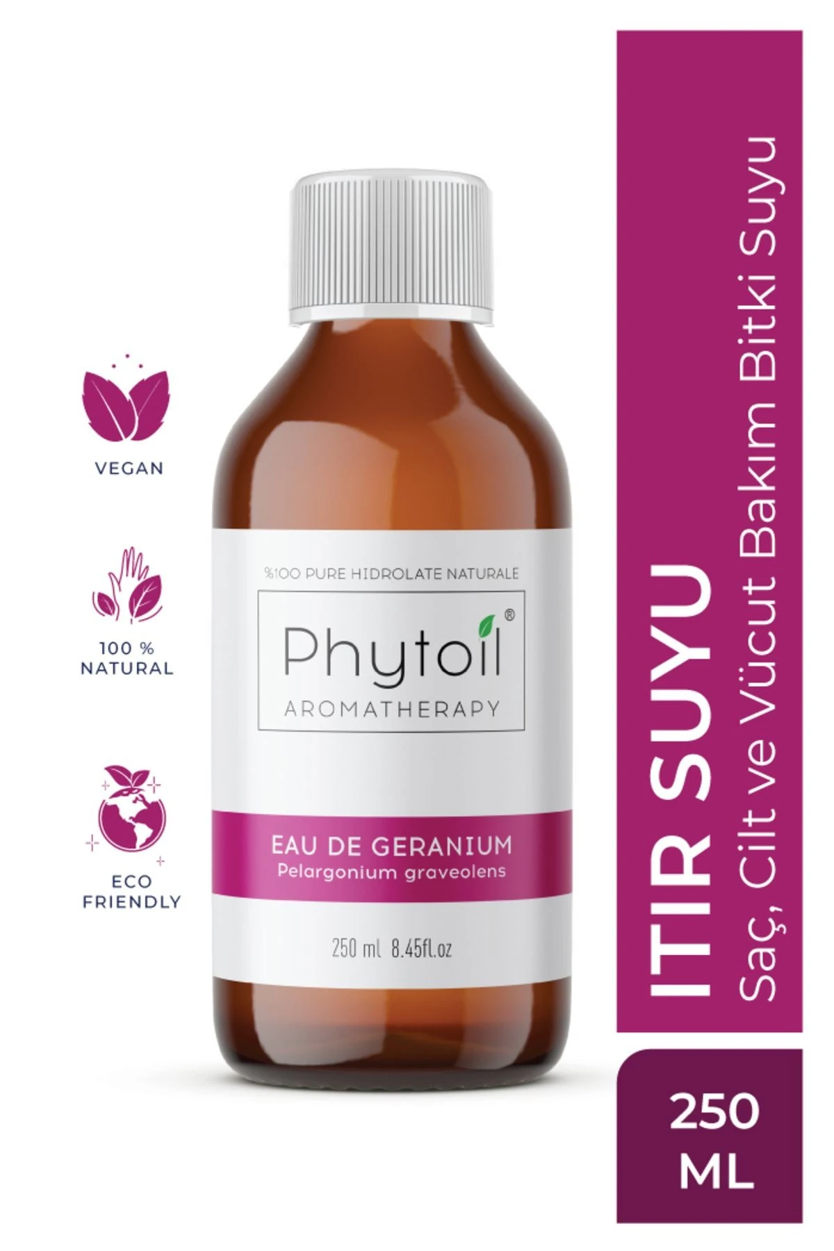 Organik Itır Suyu (Pelargonium graveolens) %100 Saf ve Doğal Bitkisel Hidrolat 250 ml