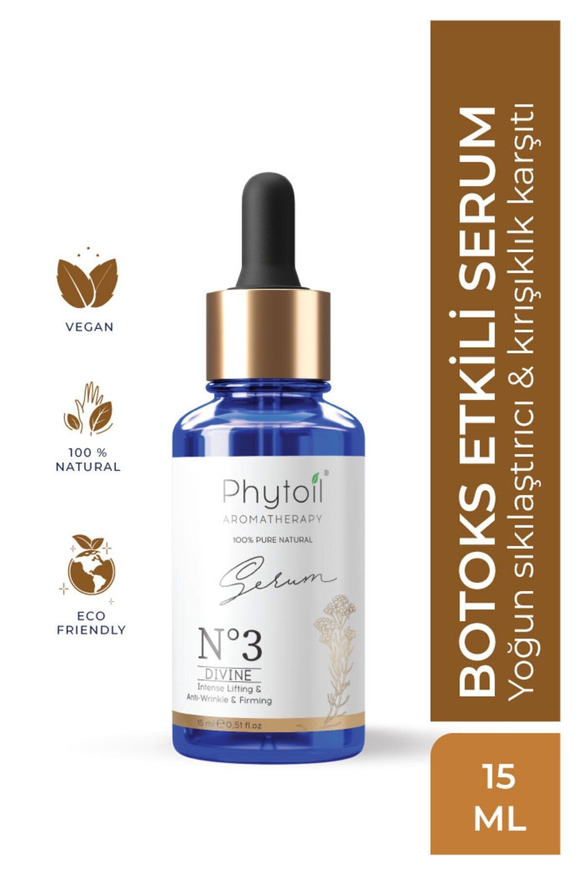 Organik Botoks Etkili Yoğun Sıkılaştırıcı Kırışıklık Karşıtı Yüz Serumu No 3 Serum Divine 15 ml