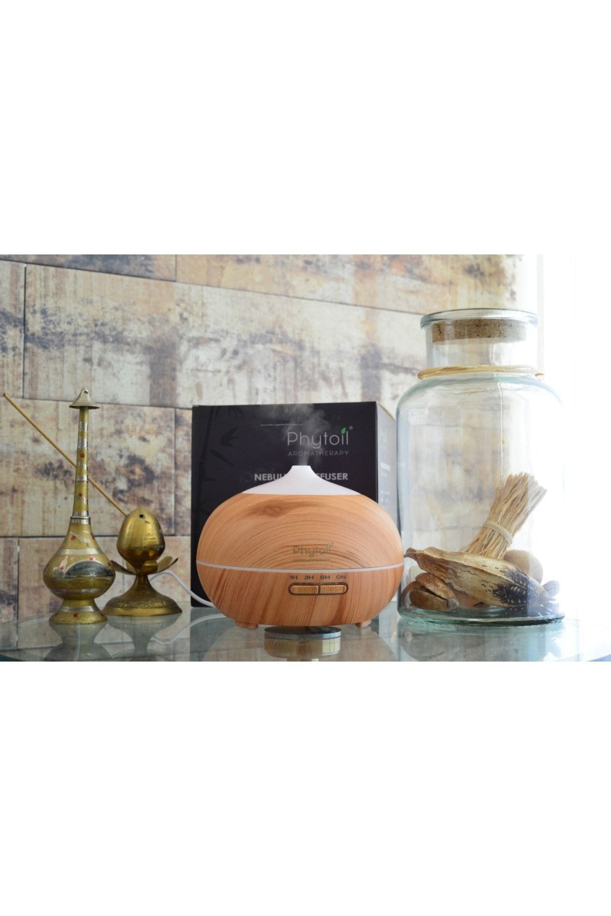 Ultrasonik Aroma Difüzörü 400 ml – Ahşap Desenli Hava Nemlendirici ve Koku Yayıcı