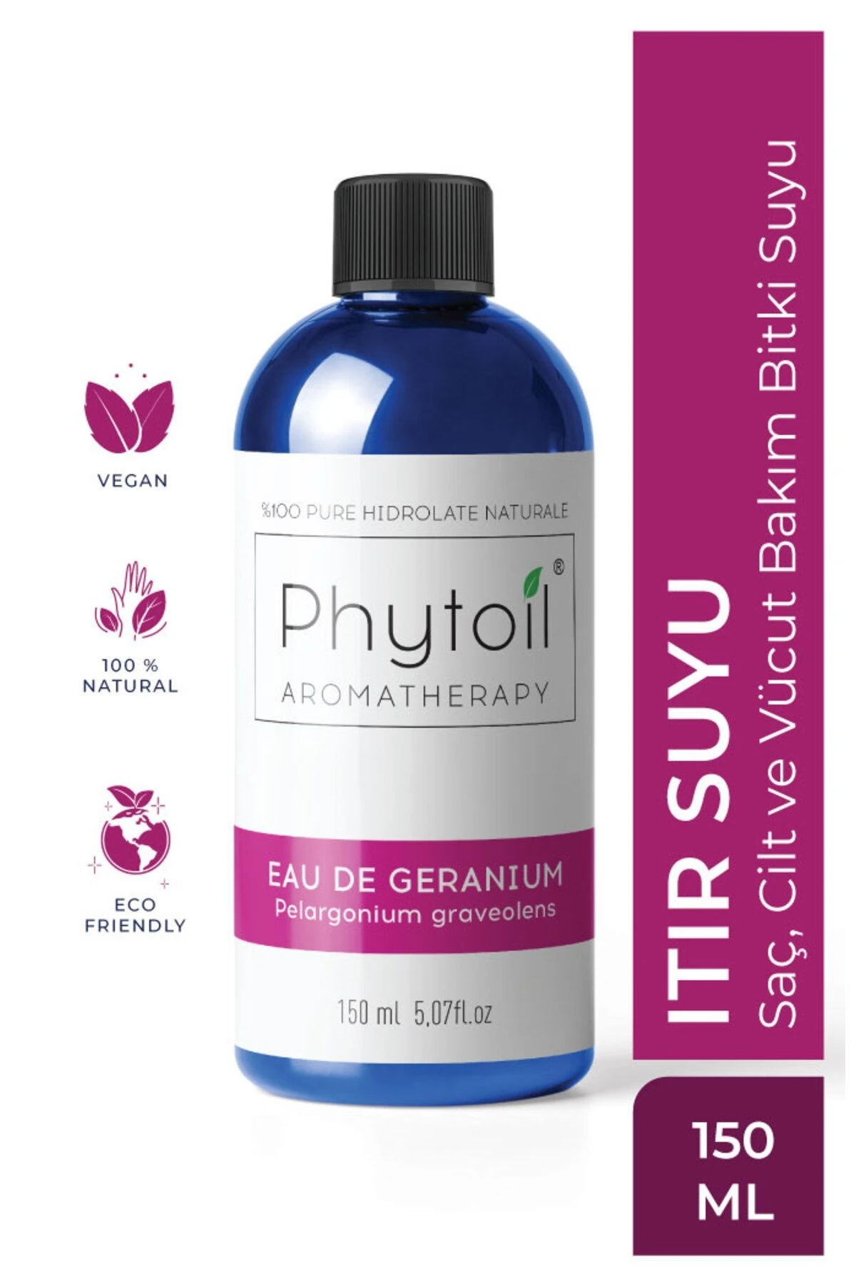 Organik Itır Suyu (Pelargonium graveolens) %100 Saf ve Doğal Bitkisel Hidrolat 150 ml