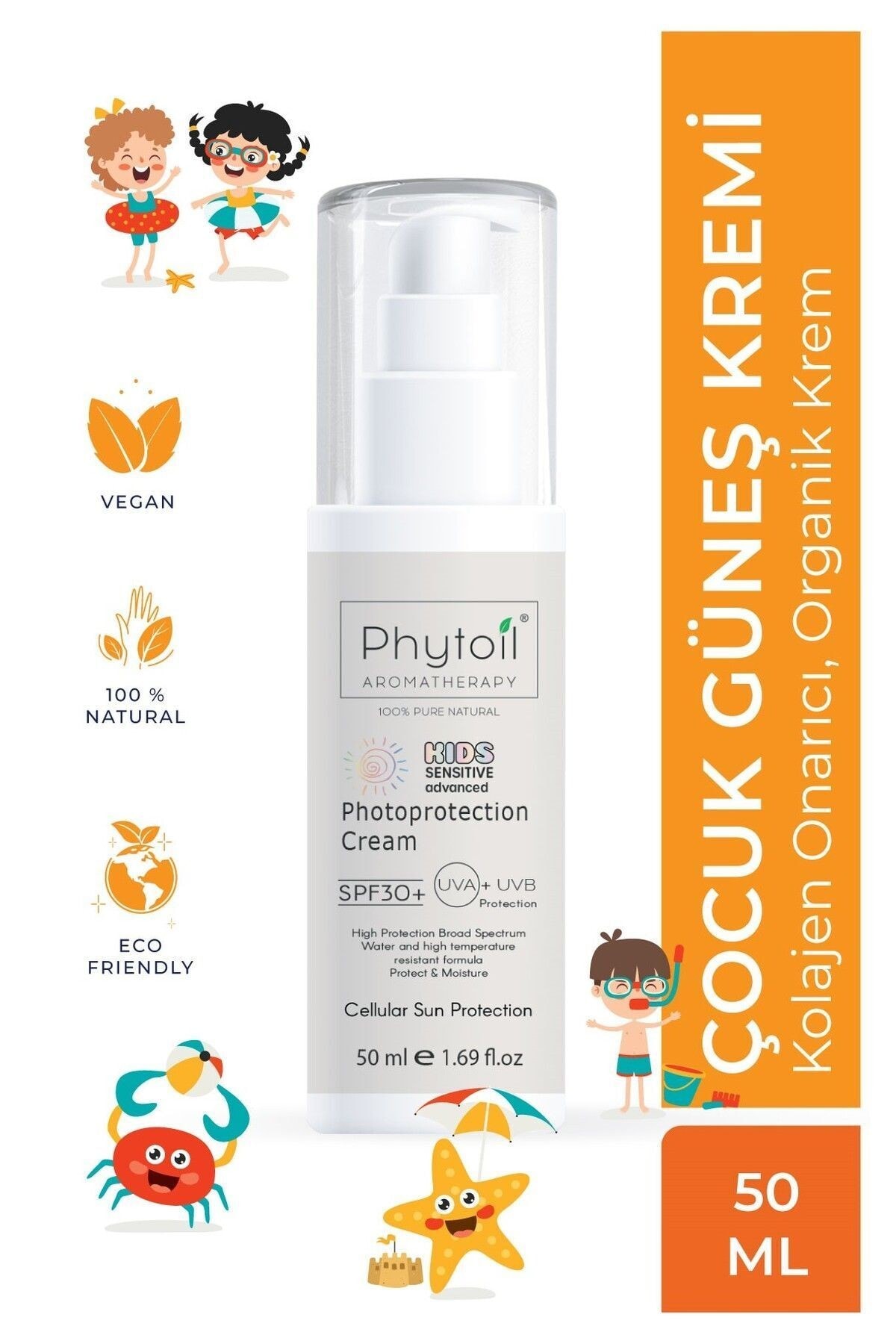 Organik Kolajen Onarıcı Güneş Kremi 50ml Kids Sensitive Advanced Photoprotection Spf30