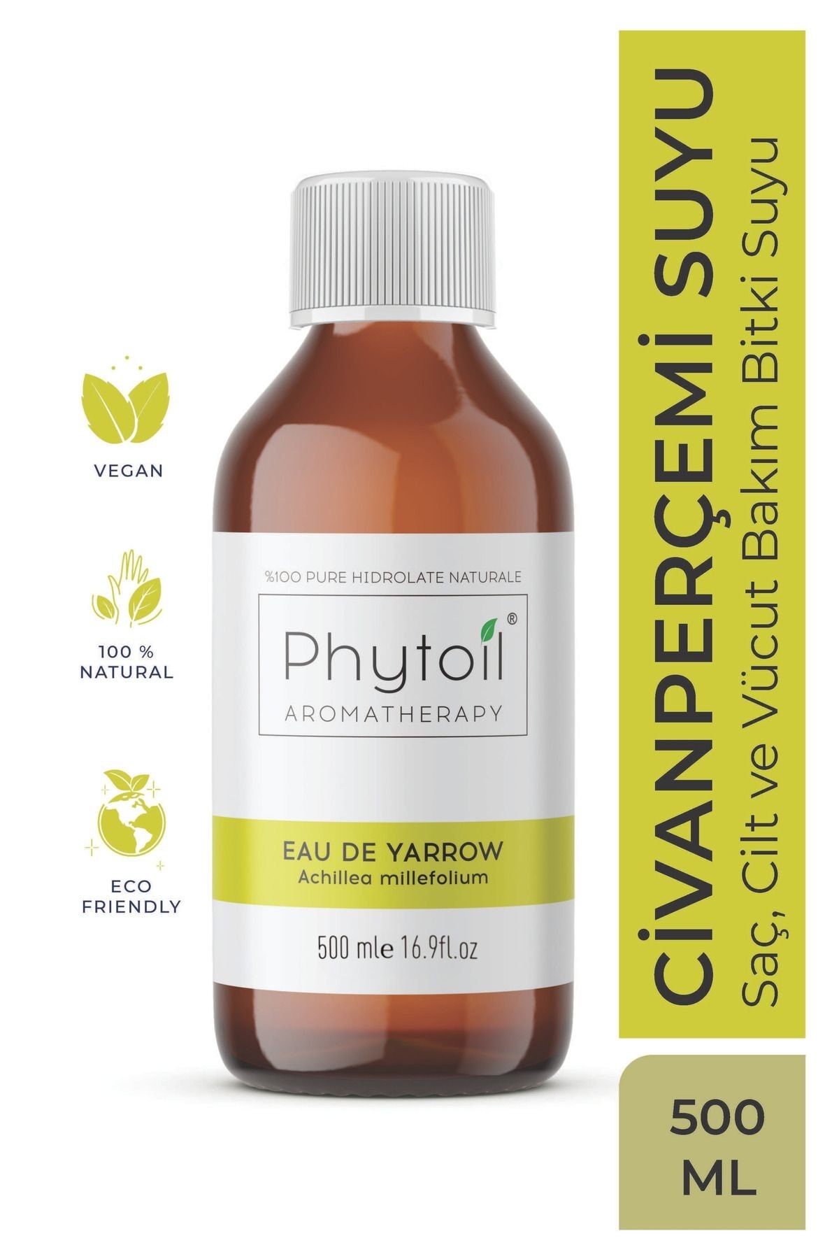 Organik Civan Perçemi Suyu - Saç, Cilt Ve Vücut Bakım Bitki Suyu- Eau De Yarrow 500 Ml