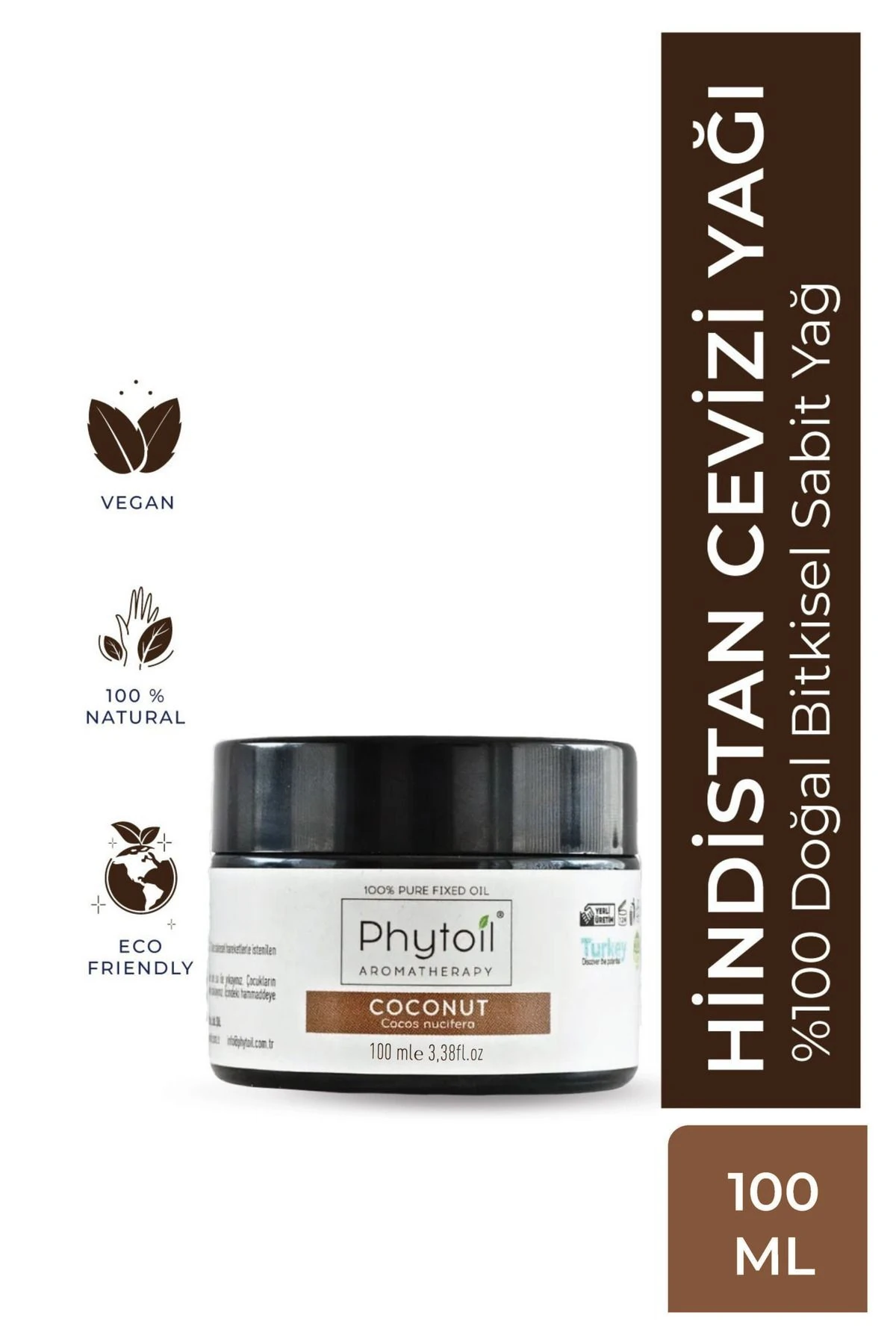 Organik Hindistan Cevizi Yağı – Coconut Oil %100 Doğal Bitkisel Sabit Yağ 100 ml