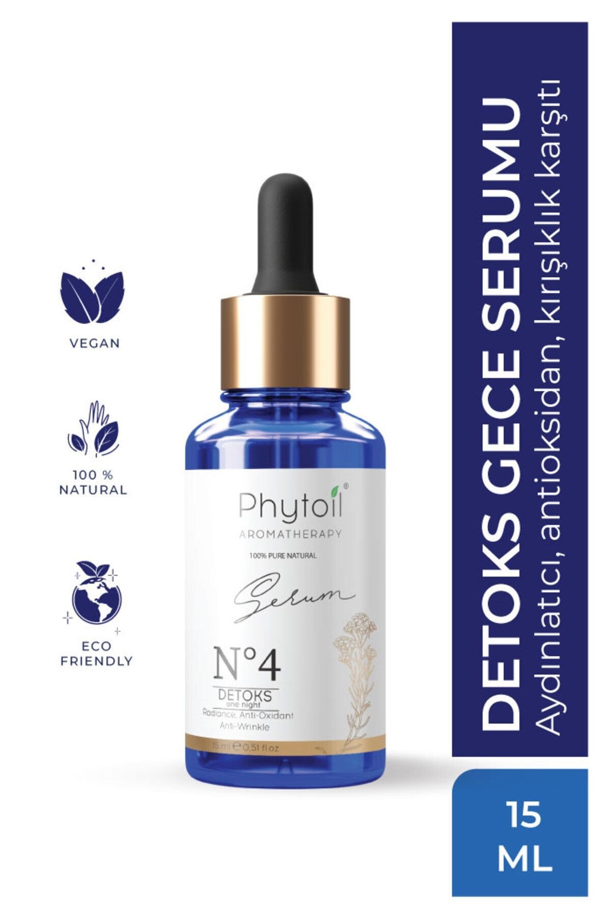 Organik Detoks Gece Serumu- Aydınlatıcı, Kırışıklık Karşıtı - No 4 Serum One Night Detox 15 ml