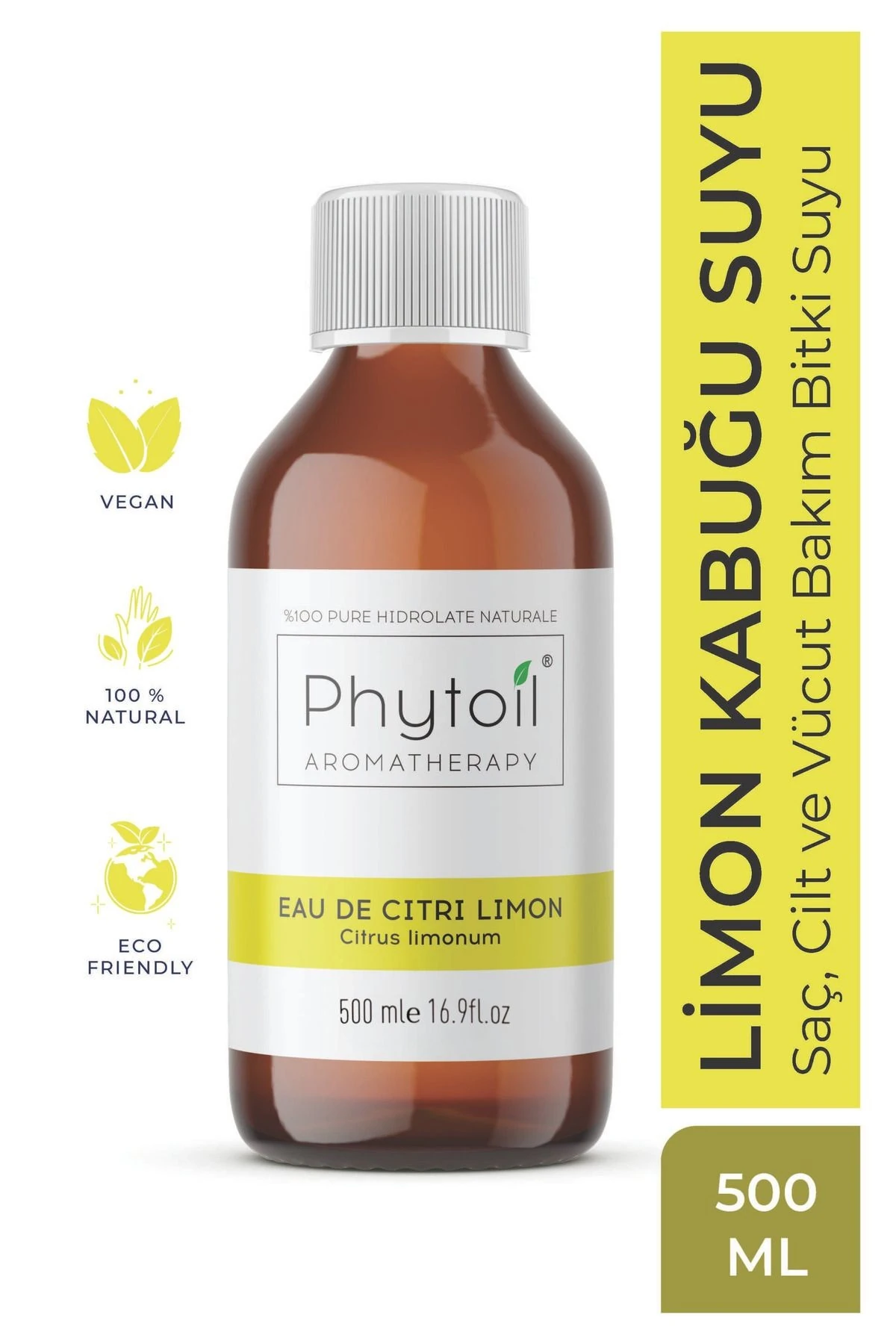 Limon Kabuğu Suyu (Citrus limonum) %100 Saf ve Doğal Bitkisel Hidrolat 500 ml