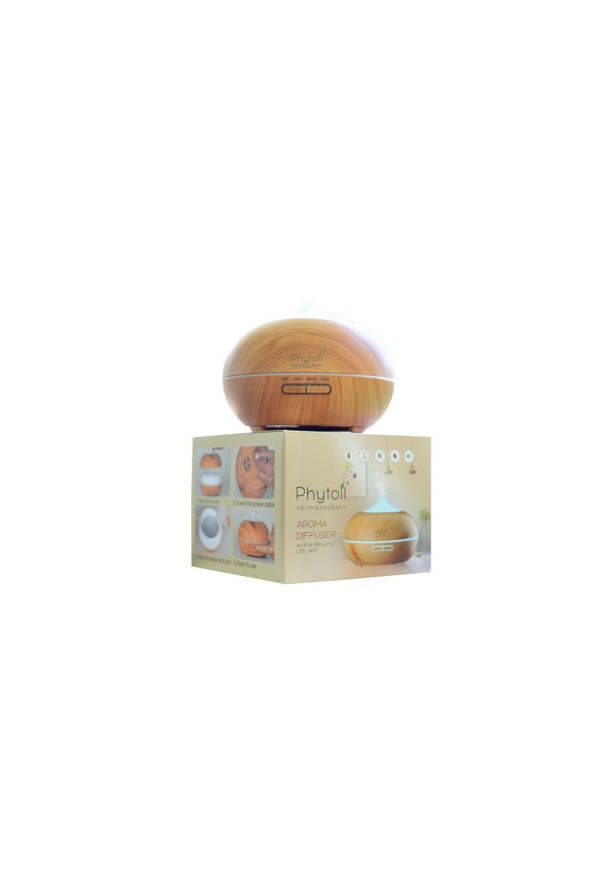 Ultrasonik Aroma Difüzörü 400 ml – Ahşap Desenli Hava Nemlendirici ve Koku Yayıcı