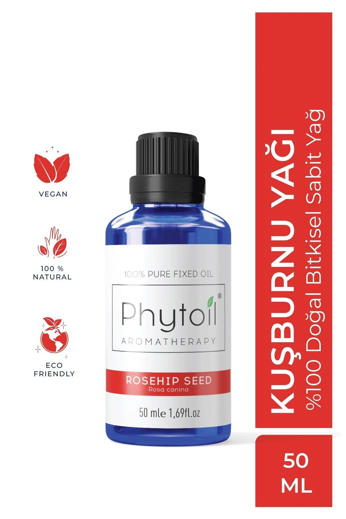 Kuşburnu Çekirdeği Sabit Yağı (Rosa canina) %100 Saf ve Doğal Bitkisel Sabit Yağ 50 ml