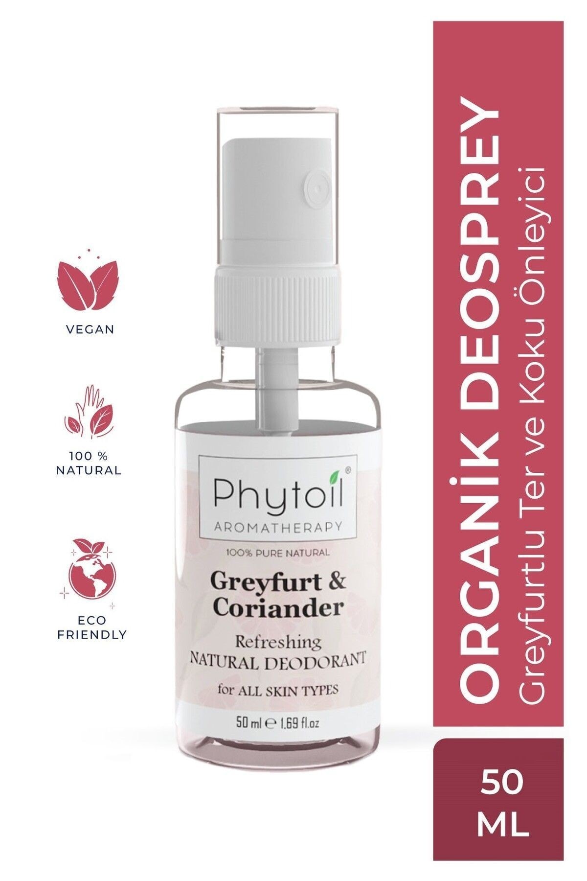 Organik Greyfurtlu Tüm Vücut Için Al Tuzu Içermeyen Ter Ve Koku Önleyici Alkolsüz Deosprey 50ml