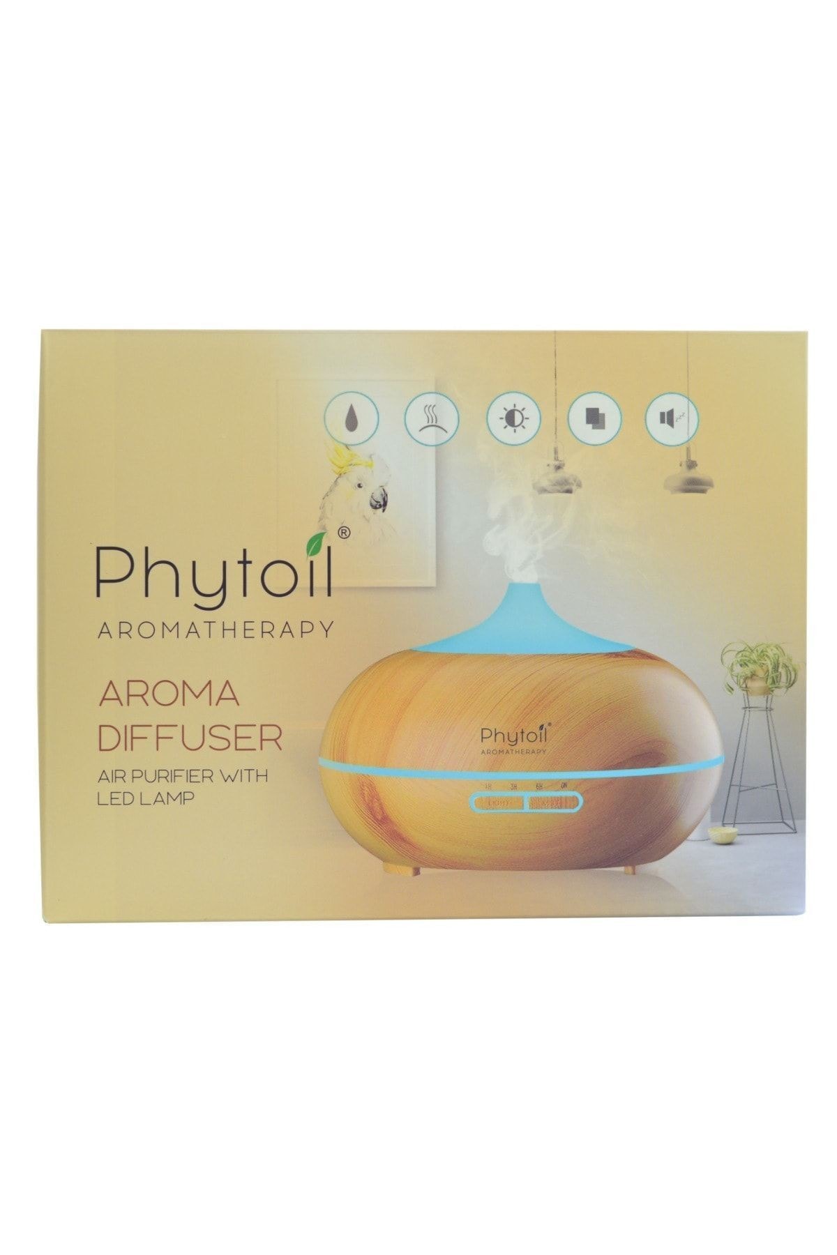 Ultrasonik Aroma Difüzörü 400 ml – Ahşap Desenli Hava Nemlendirici ve Koku Yayıcı