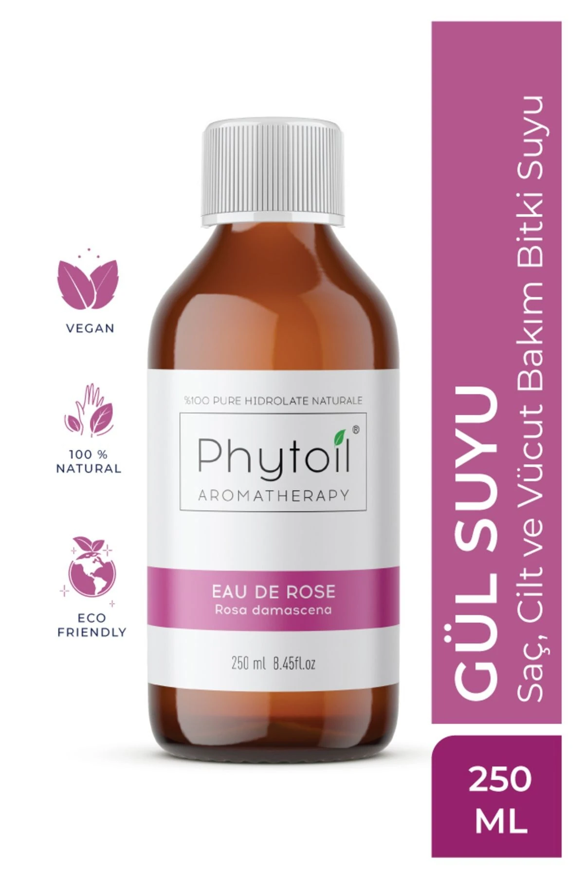 Organik Gül Suyu (Rosa damascena) %100 Saf ve Doğal Bitkisel Hidrolat 250 ml