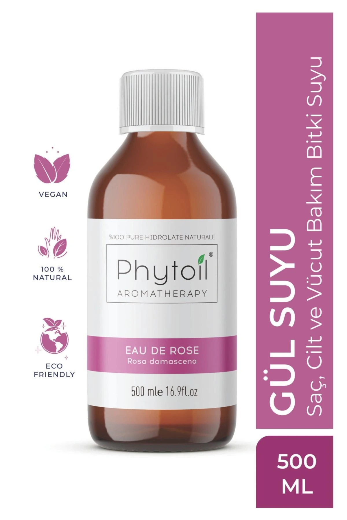 Organik Gül Suyu (Rosa damascena) %100 Saf ve Doğal Bitkisel Hidrolat 500 ml