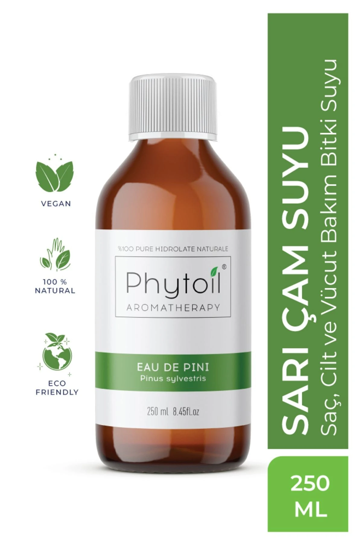 Organik Sarı Çam Suyu – Saç, Cilt ve Vücut Bakımı için %100 Doğal Bitki Suyu (Eau de Pini) 250 ml