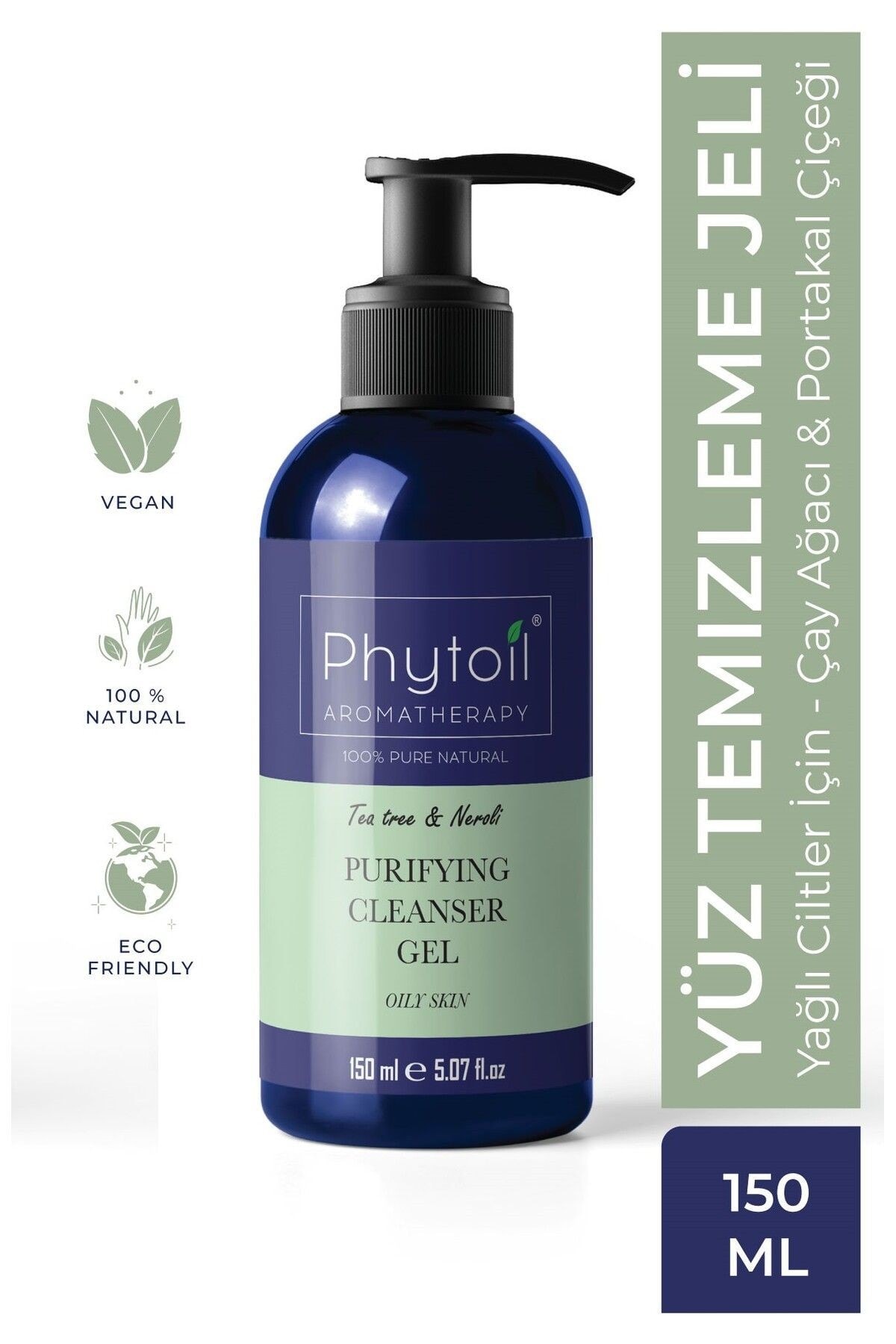 Organik Yüz Temizleme Jeli – Yağlı Ciltler İçin – Çay Ağacı & Portakal Çiçeği 150 ml