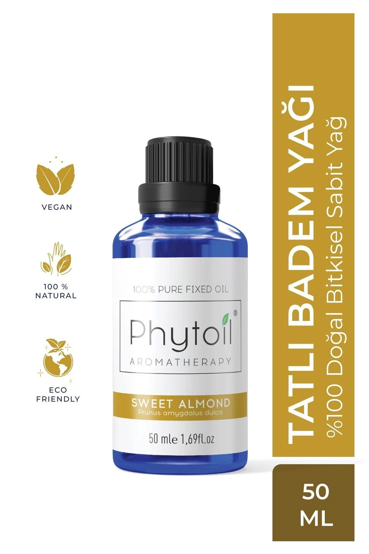 Tatlı Badem Sabit Yağı (Prunus amygdalus dulcis) %100 Saf ve Doğal Bitkisel Sabit Yağ 50 ml