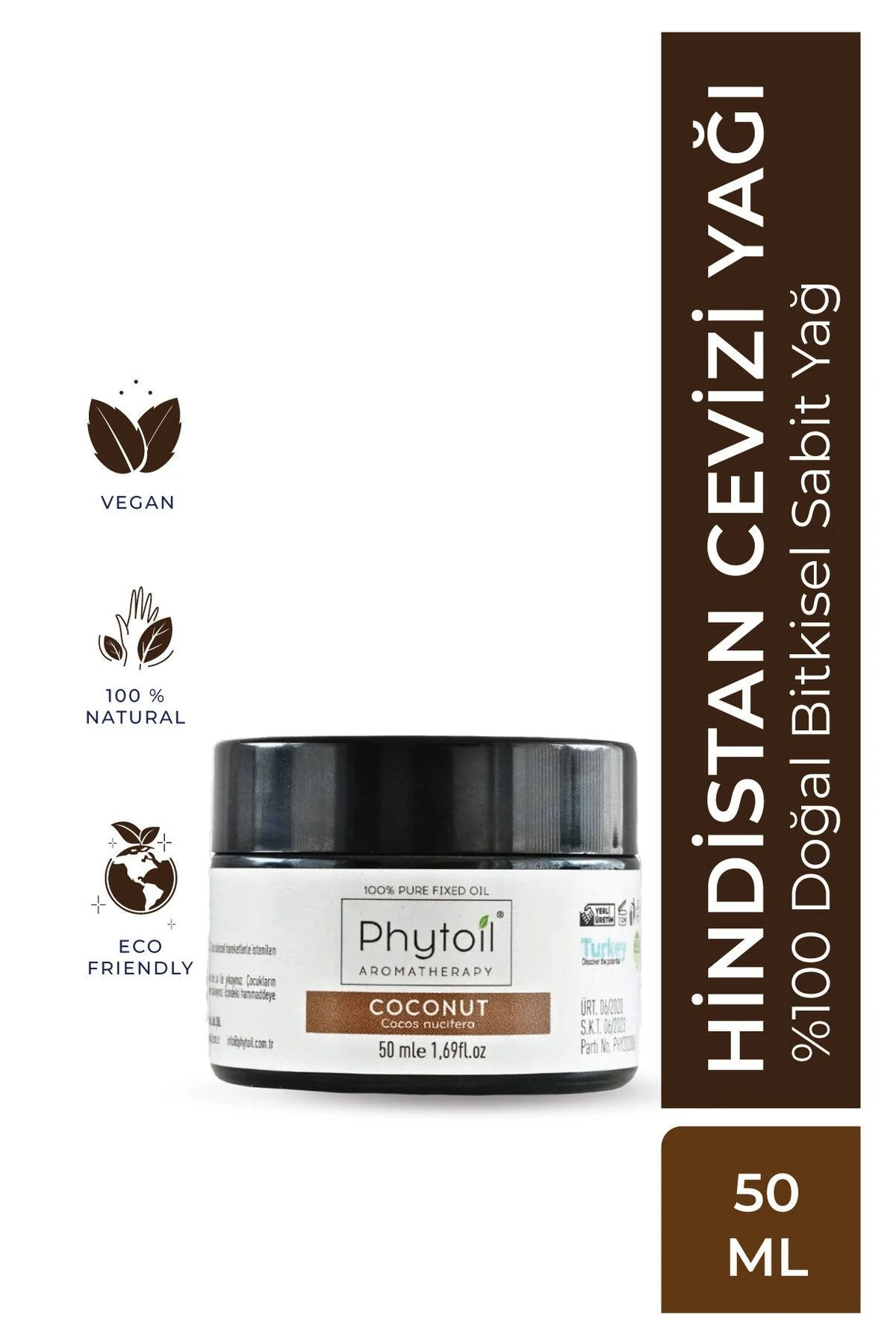 Organik Hindistan Cevizi Yağı – Coconut Oil %100 Doğal Bitkisel Sabit Yağ 50 ml