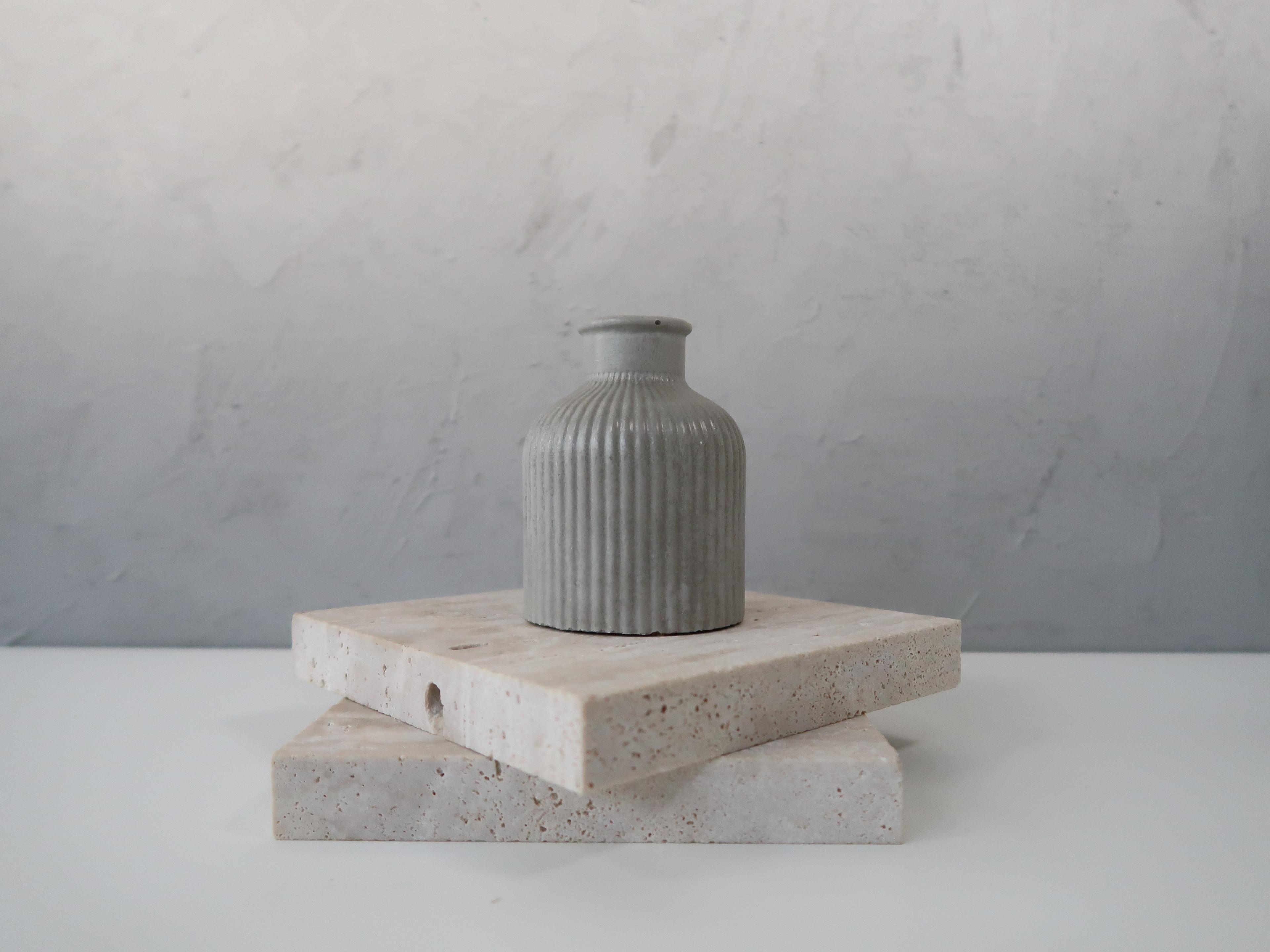 Ribbed Stone Vase 