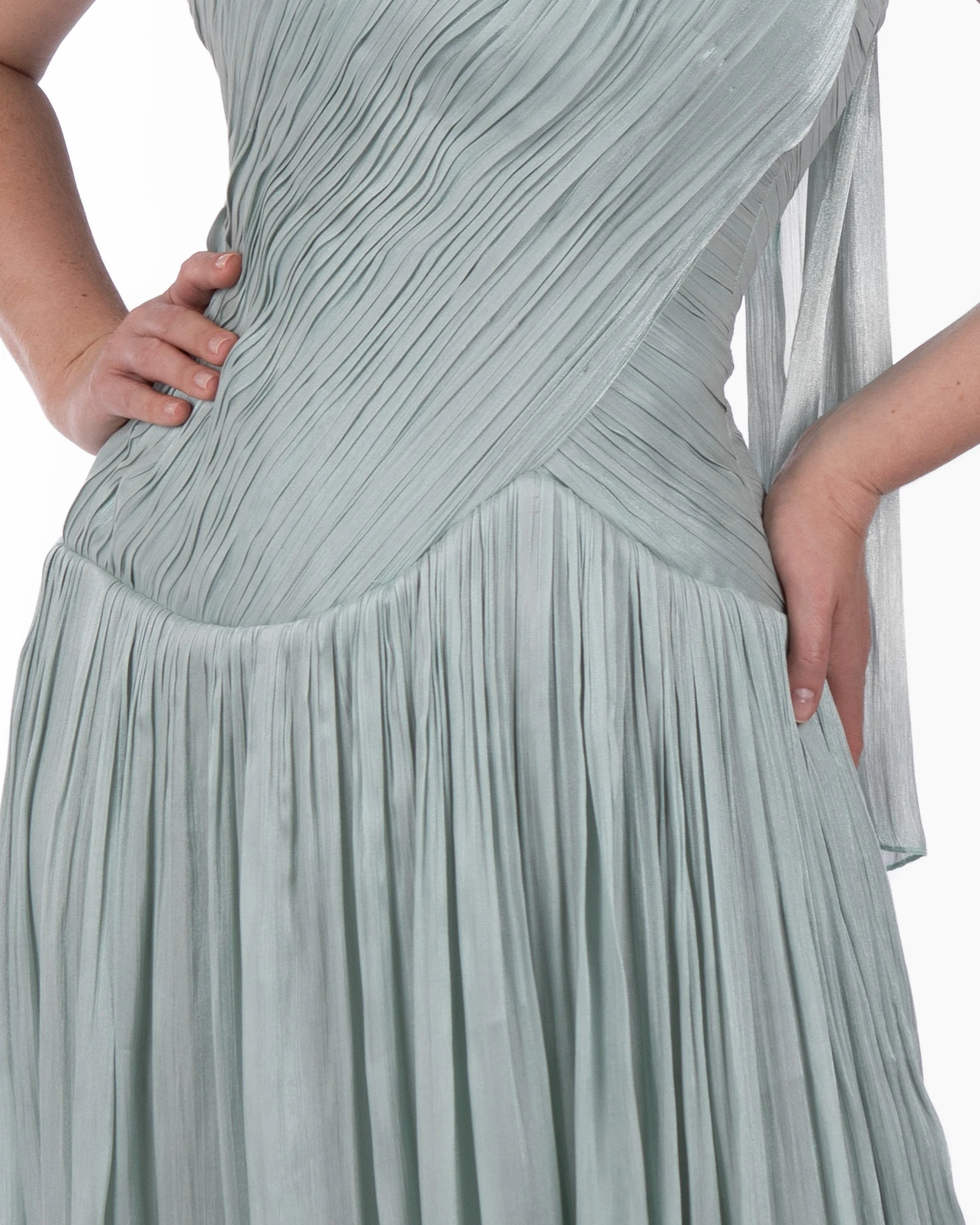 Water Fairy Abiye – Su Dalgası Dokulu Askısız Elbise