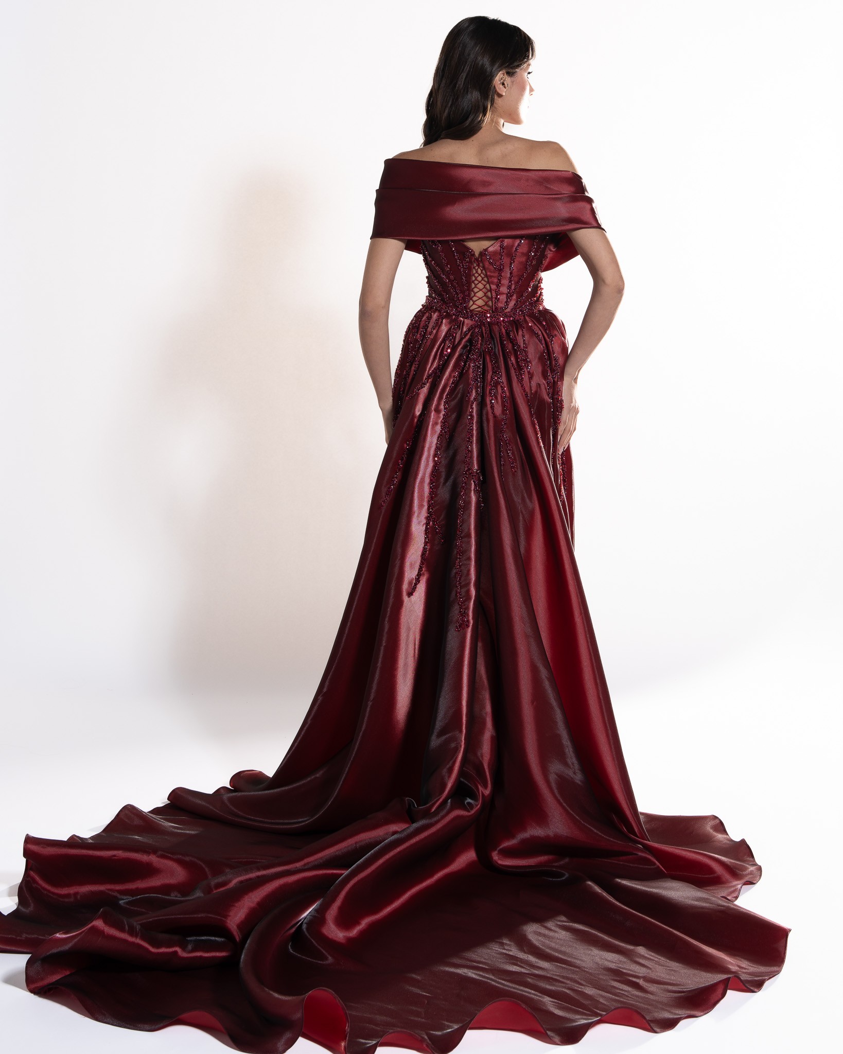 Red Wine Yaka Detaylı Mini Elbise