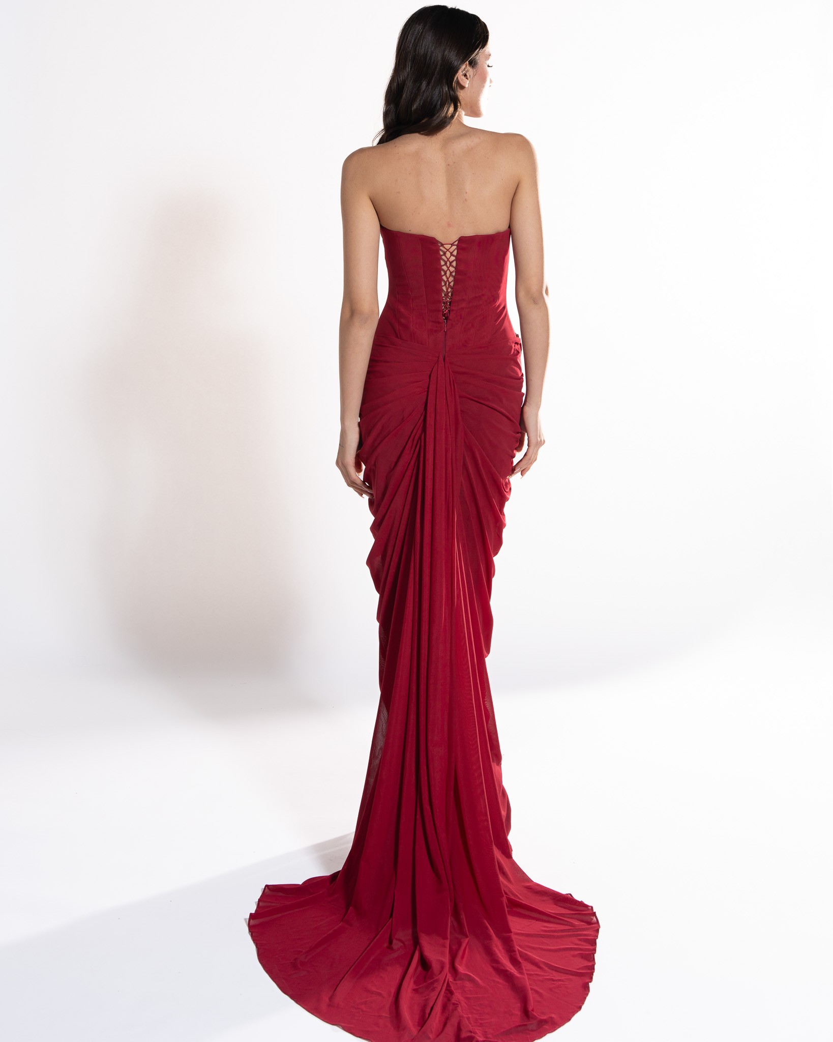 Sargas Drape Etek Detaylı Uzun Elbise