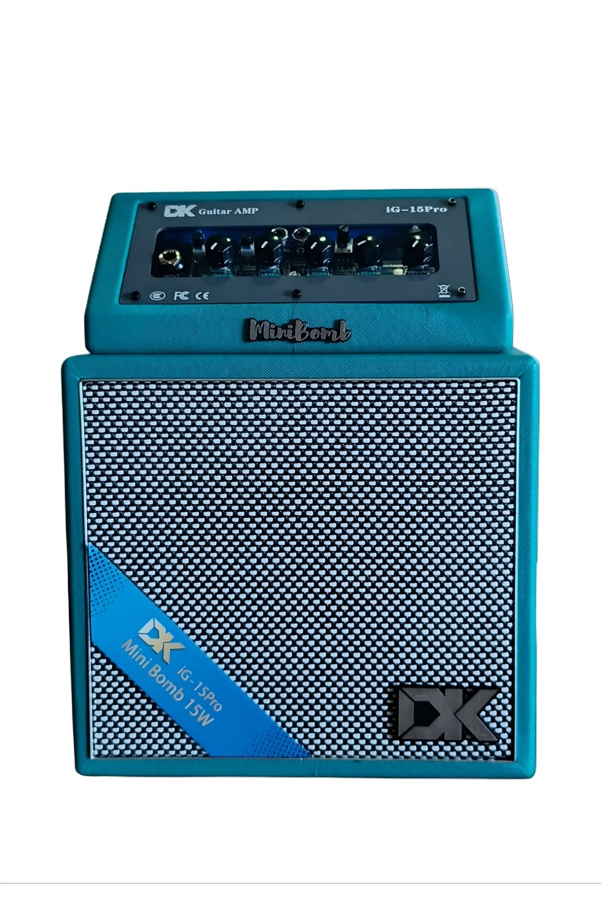 MiniBomb 15Wat Bluetoothlu Saz ve Gitar Amfisi(Turkuaz)