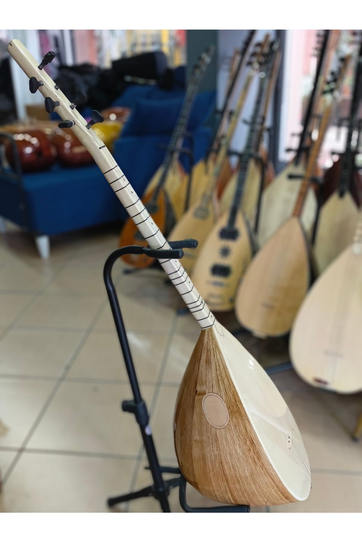 Kestane Tekne Profesyonel Kısa Sap Bağlama (Kılıf, yedek Tel, mızrap hediye)