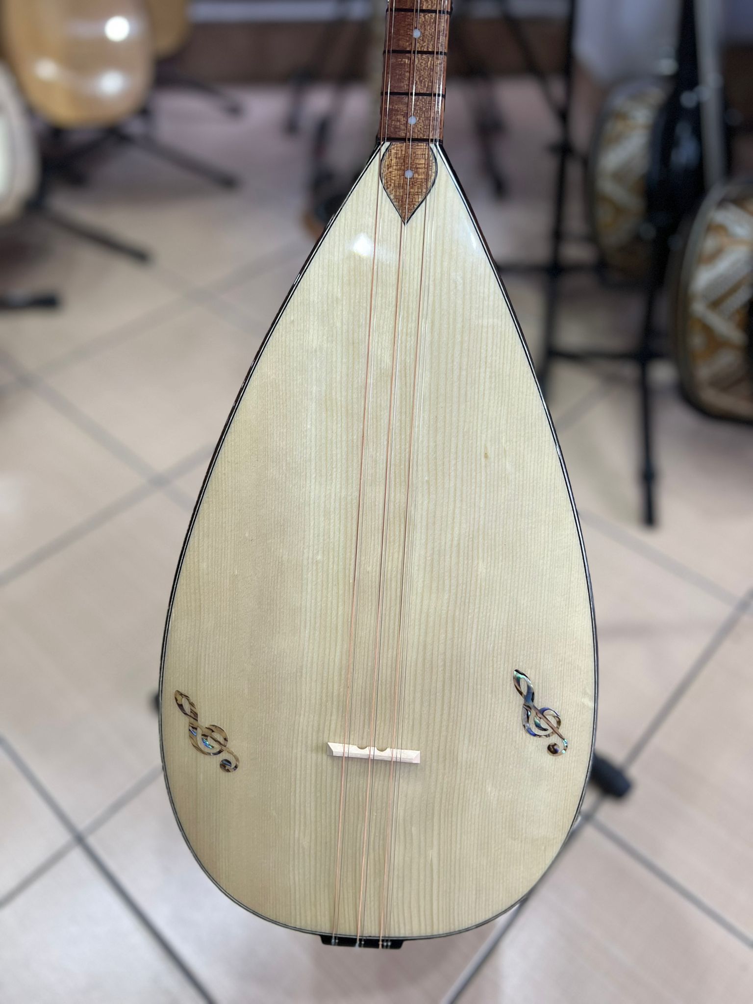 Profesyonel 43 cm Dut Tekne Uzun Sap Bağlama (soft kılıf, yedek Tel, mızrap hediye)