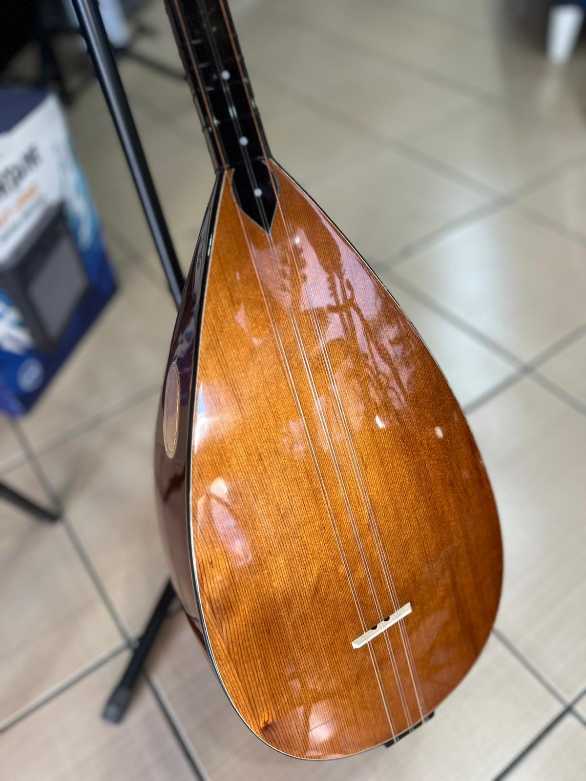 Profesyonel Ardıç Tekne Kısa Sap Bağlama (kalın kılıf, yedek tek, mızrap hediye)