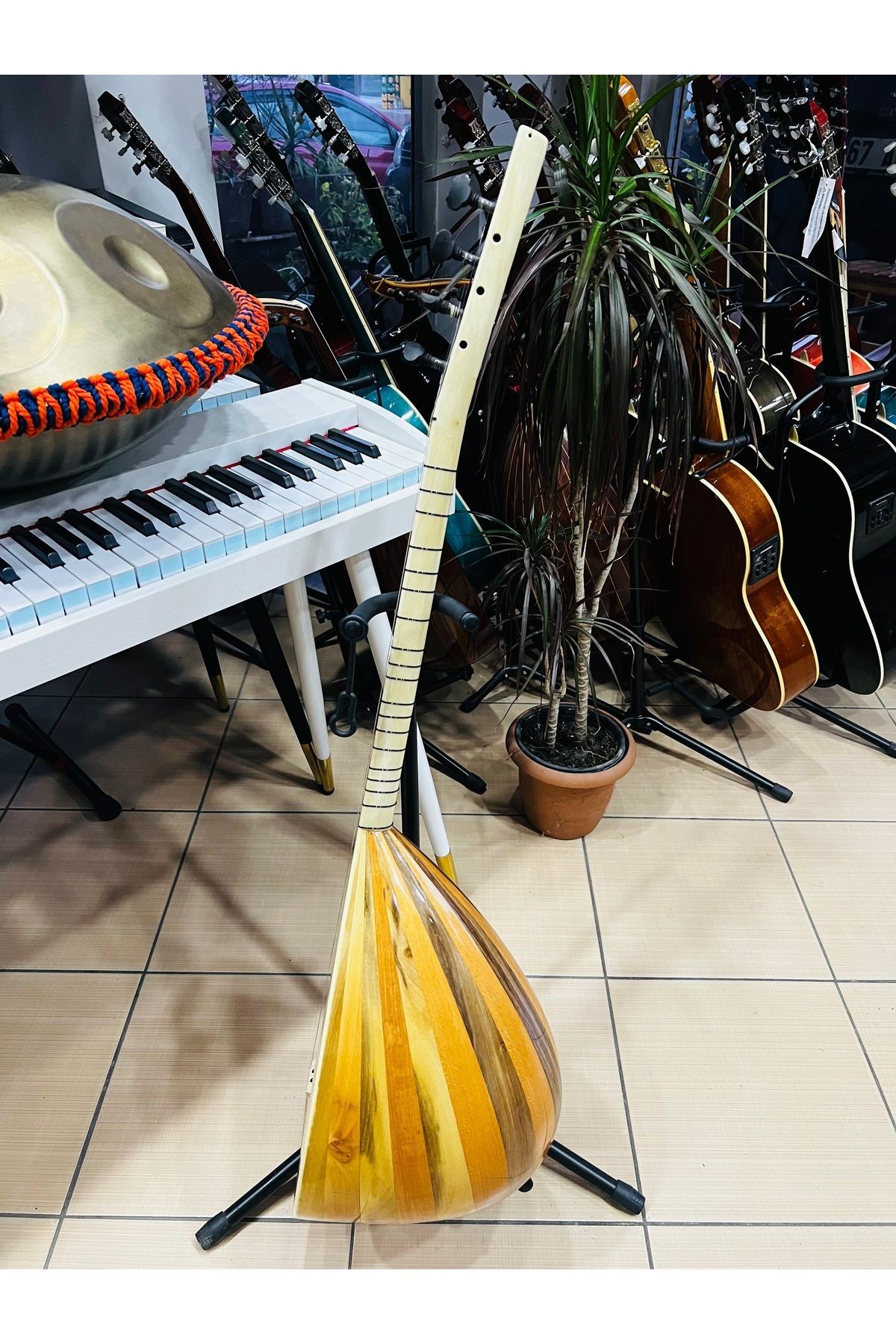 Özel seri ceviz kısa sap bağlama+softcase+yedek tel