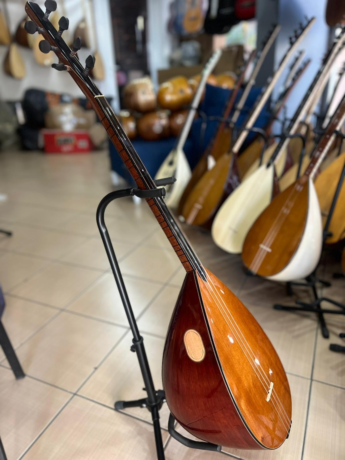 Profesyonel Ardıç Tekne Kısa Sap Bağlama (kalın kılıf, yedek tek, mızrap hediye)