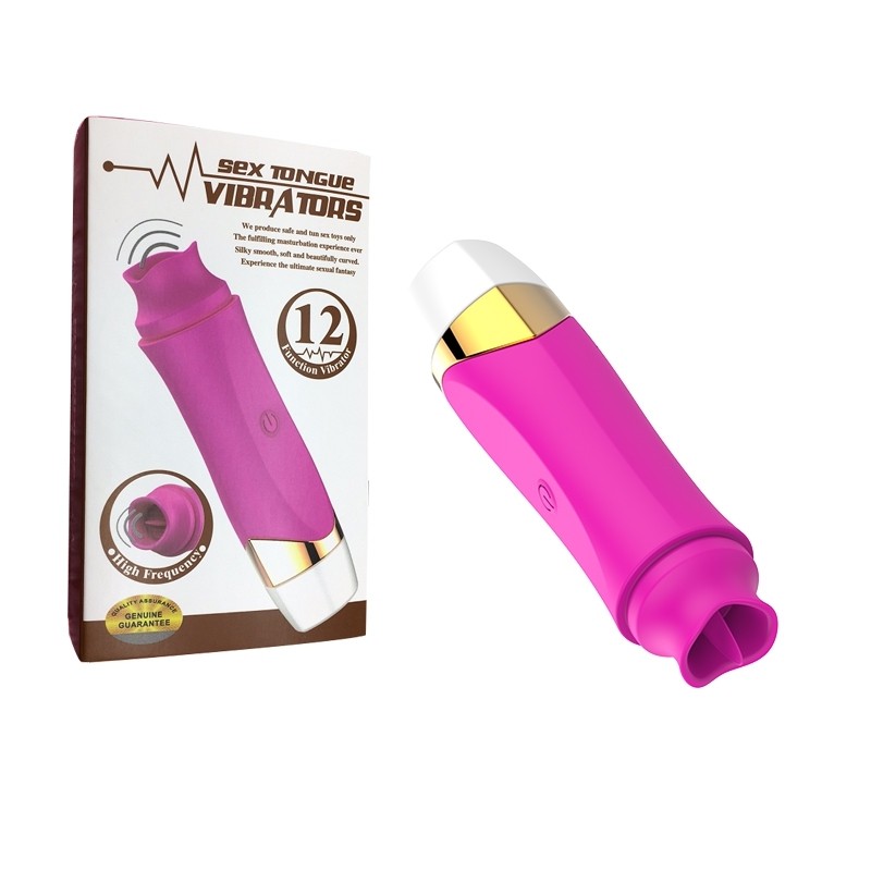 Sex Tongue Vibrators - Klitoriks Uyarıcılı, 12 Fonksiyonlu Dil Şekilli Silikon Vibratör