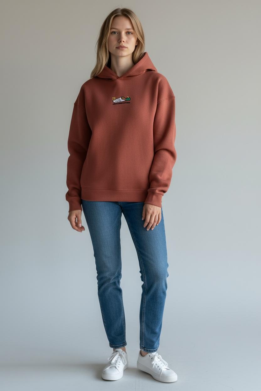 UnProductive Oversize Unisex Kapüşonlu Sweatshirt Şardonlu