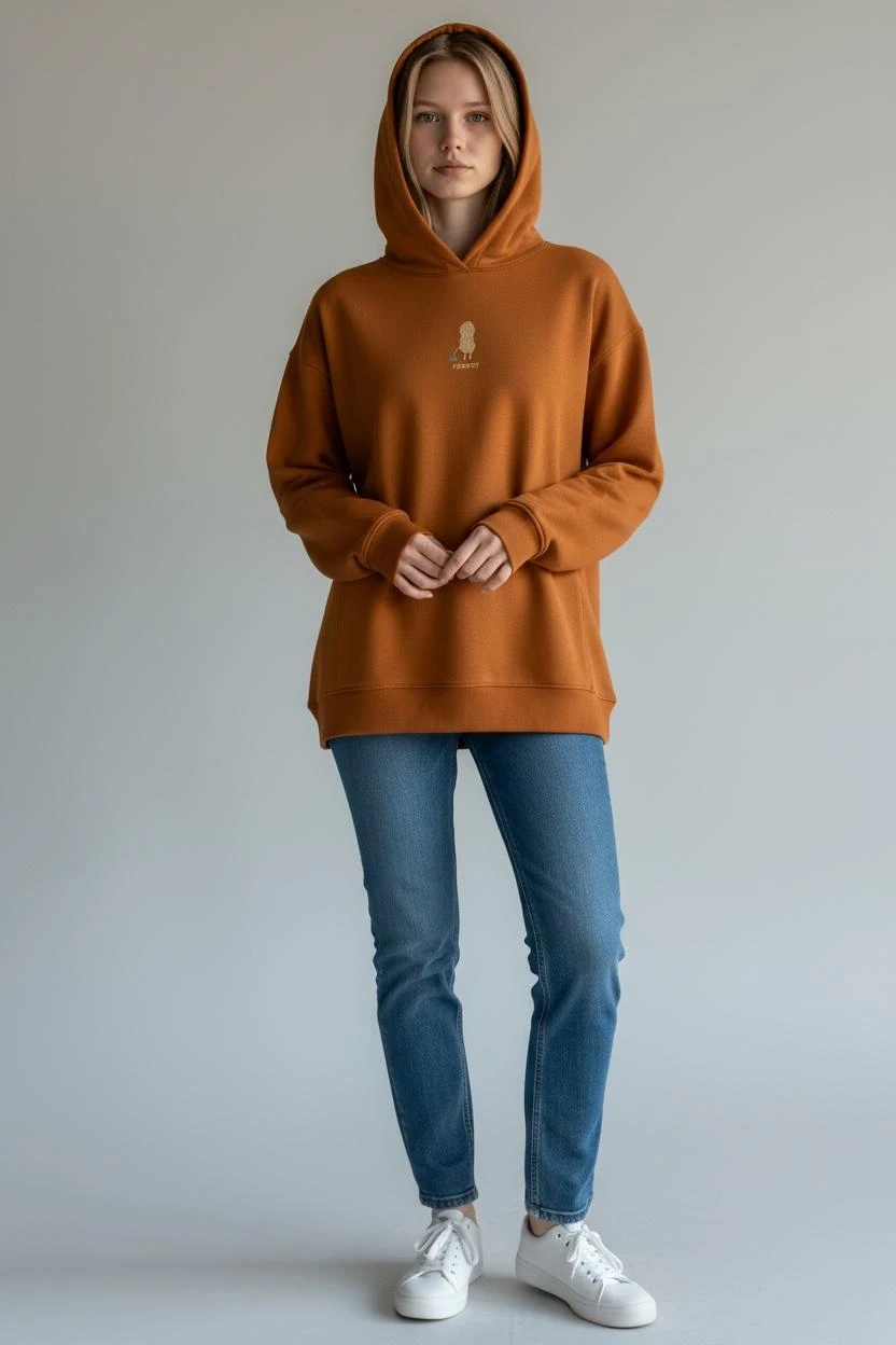 Peenut Oversize Unisex Kapüşonlu Sweatshirt 