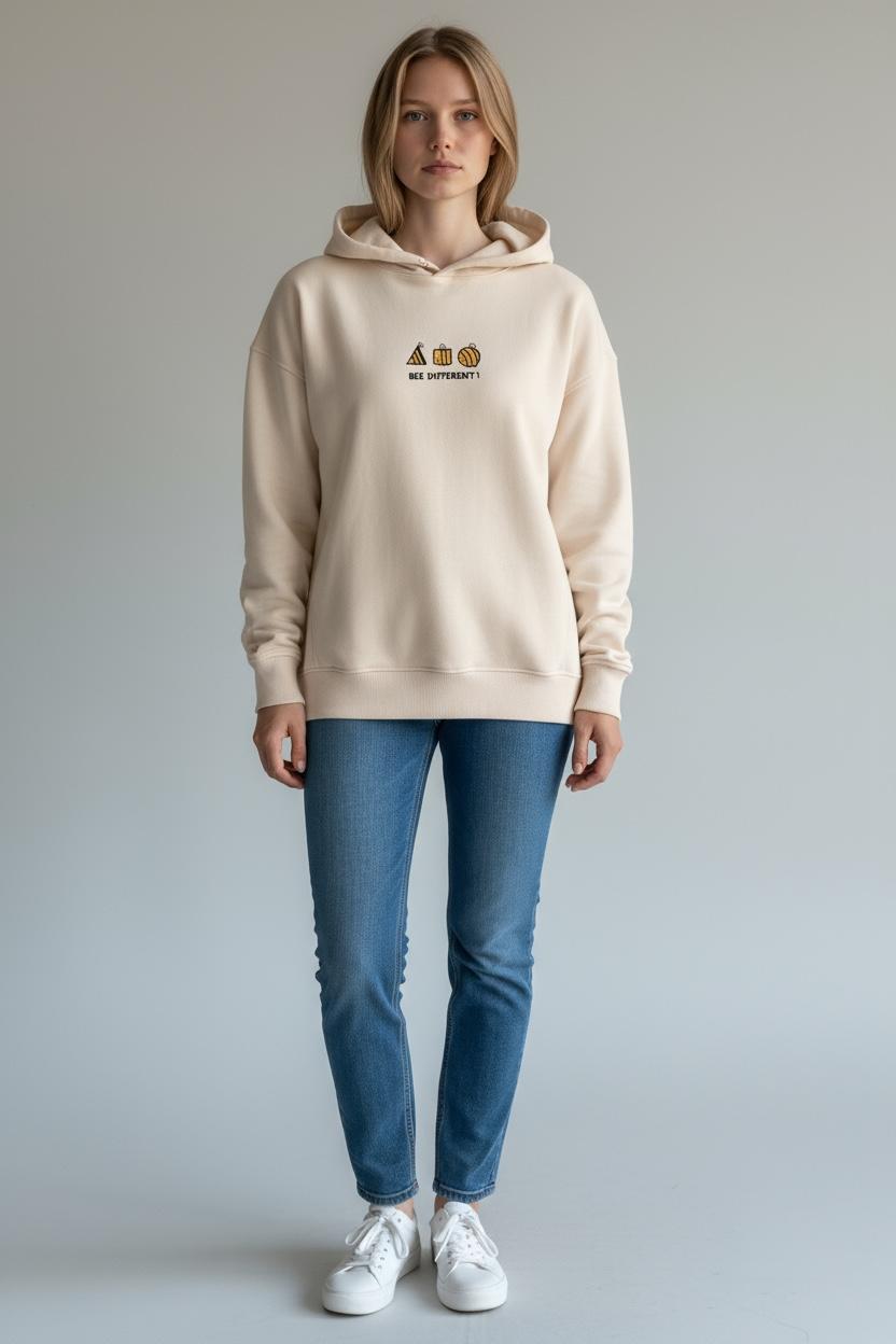 Bee Different  Oversize Unisex Kapüşonlu Sweatshirt